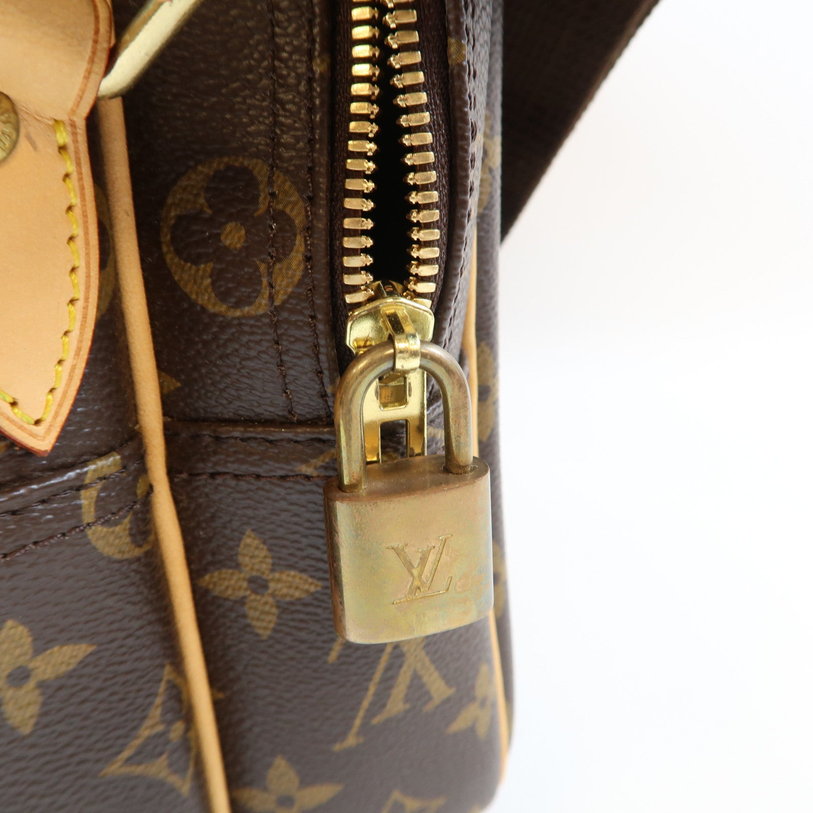 LOUIS VUITTON Monogram Reporter GM金扣肩背袋啡色