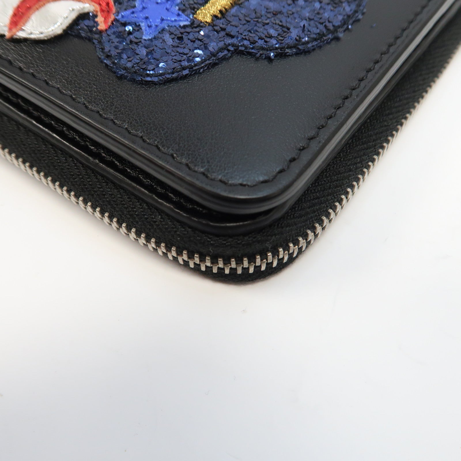 SAINT LAURENT 皮革Wallet銀扣錢包黑色