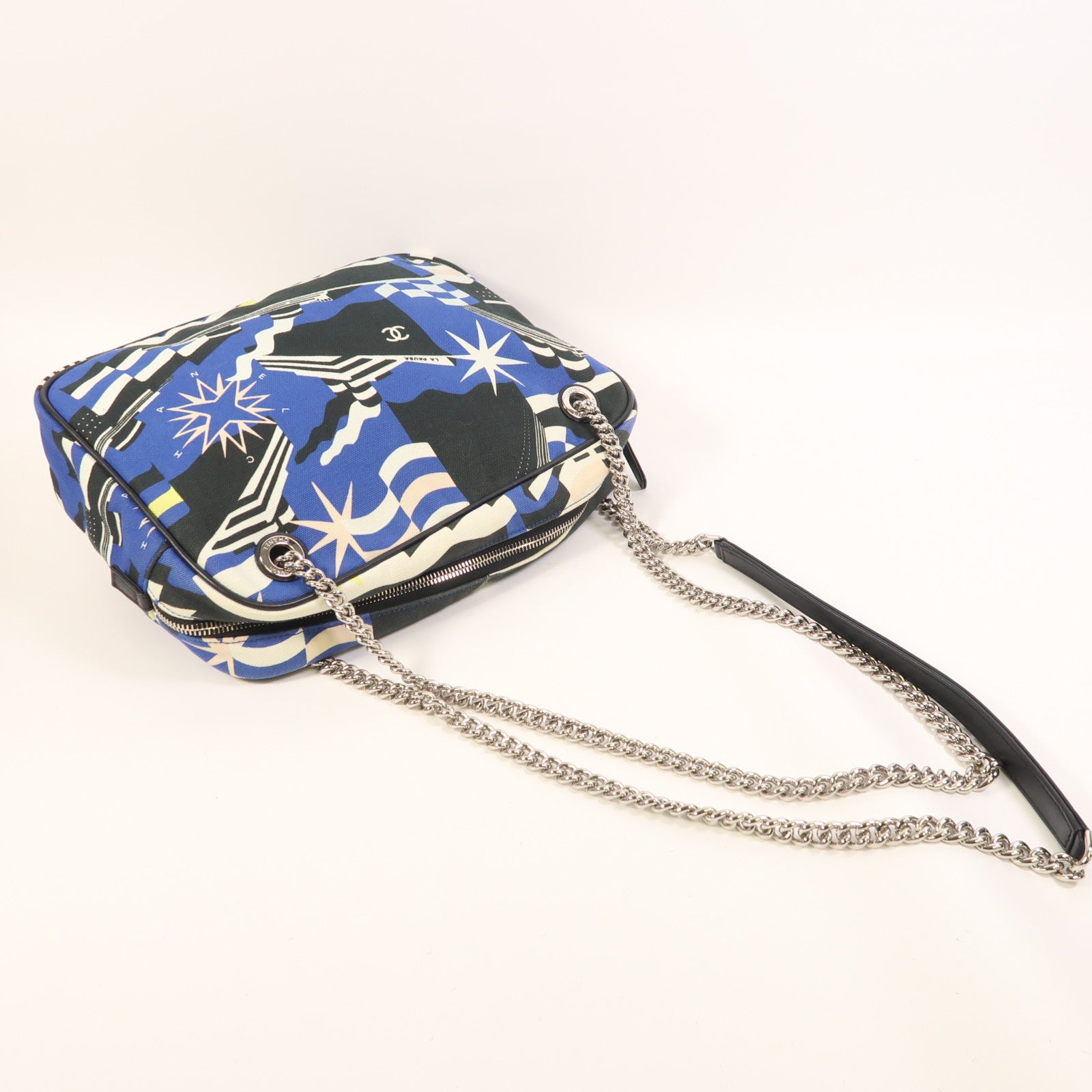 CHANEL 【激減優惠】帆布Chain Shoulder銀扣鏈帶肩背袋