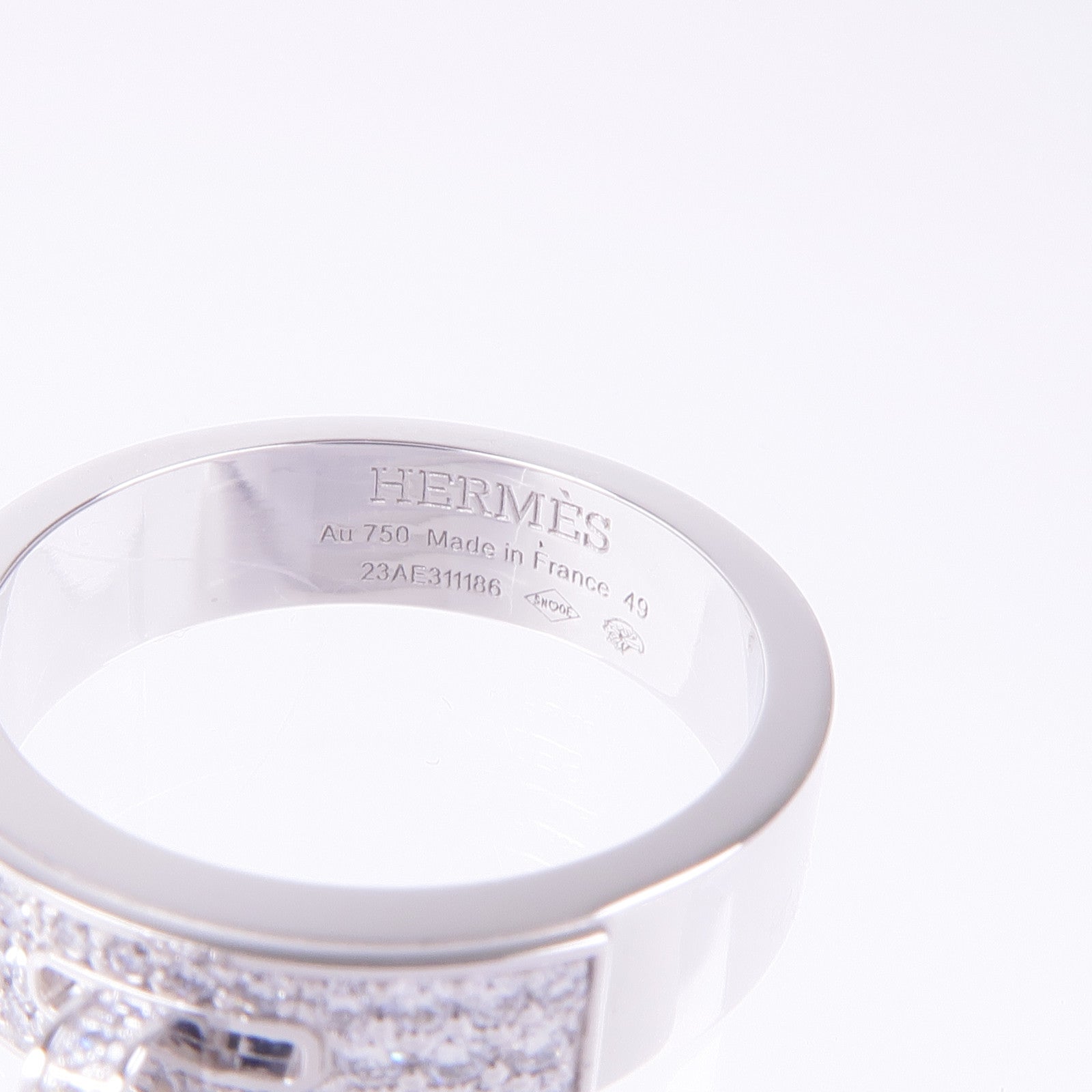 HERMES 18K白金Bague Kelly Ring鑽石戒指Hermes#49/US#4.75
