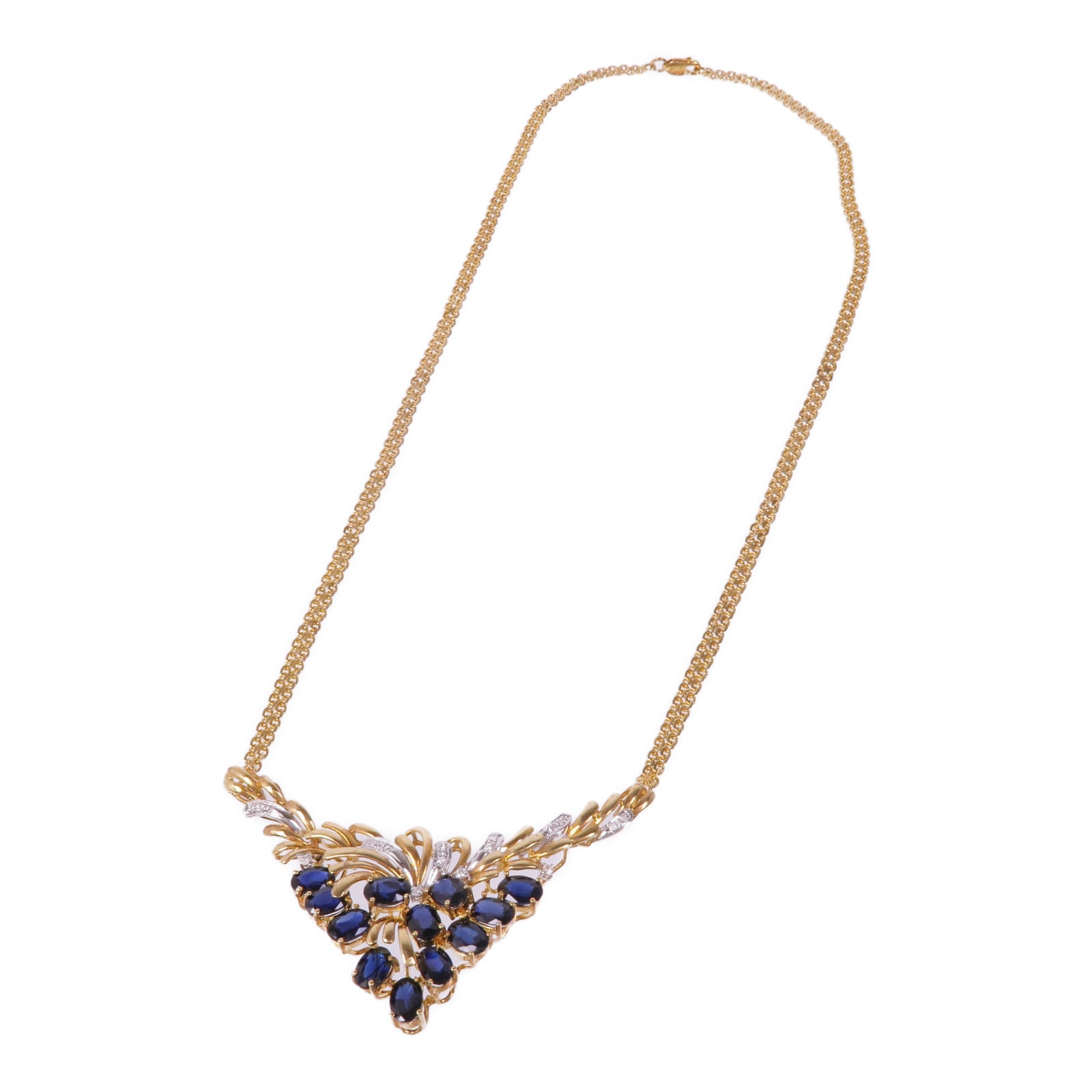 JEWELRY 【激減優惠】18K黃金/白金Sapphire Diamond Necklace藍寶石/鑽石項鍊