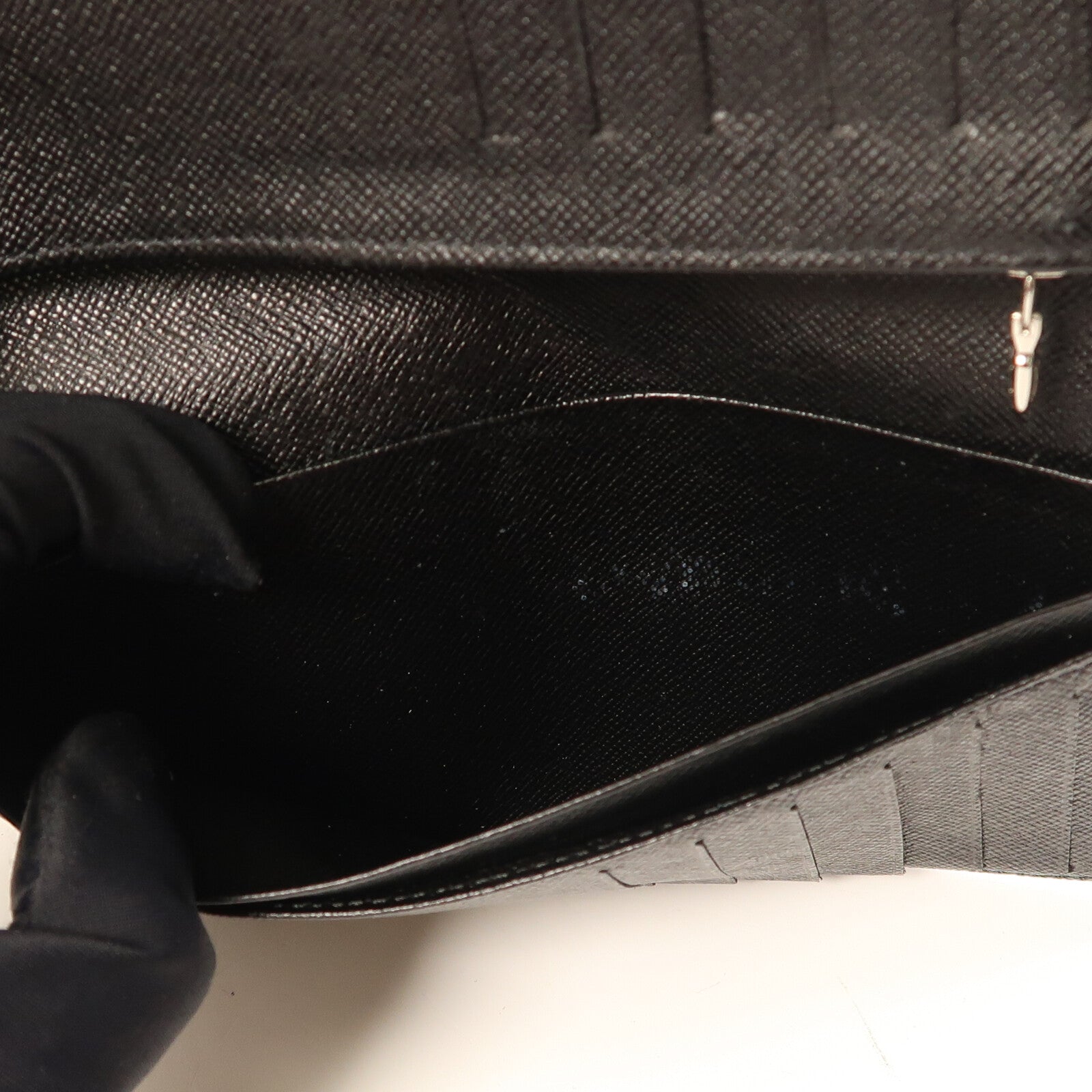 LOUIS VUITTON Damier Graphite Brazza Wallet銀扣長錢包