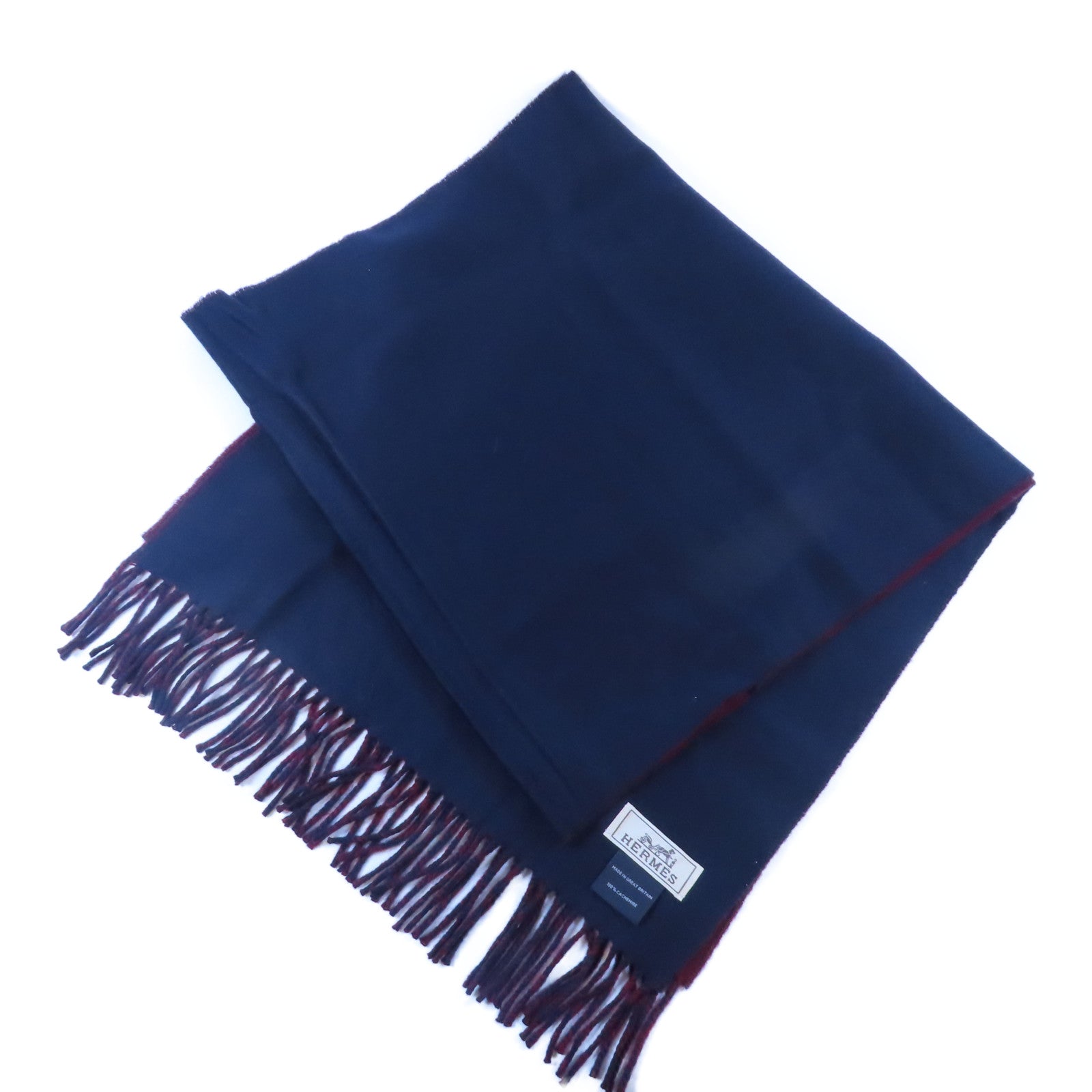 HERMES Cashmere Scarf圍巾紅色/深藍色