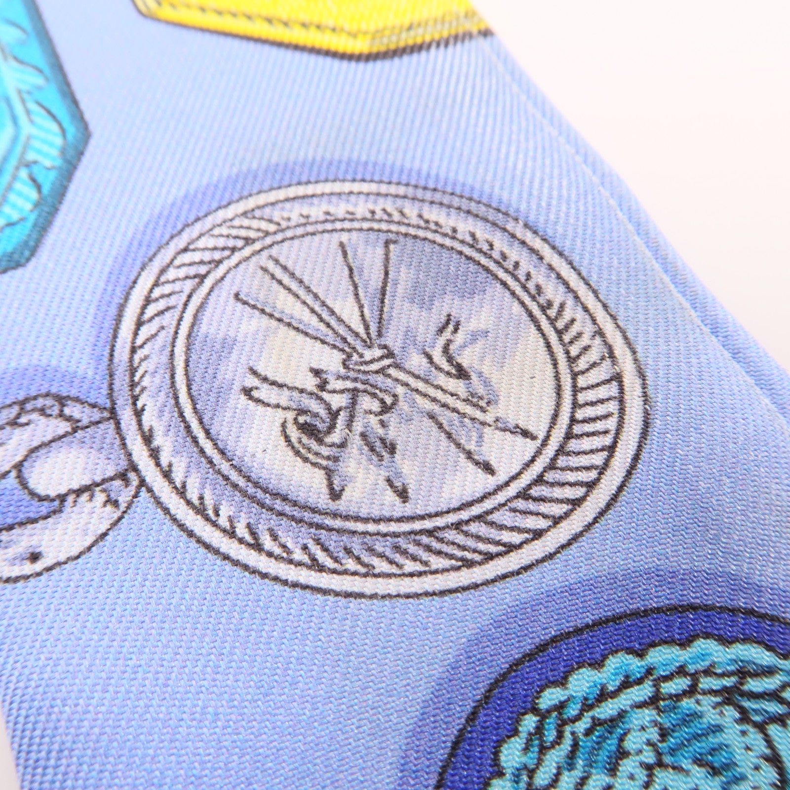 HERMES【激減優惠】 絲質Twilly絲巾藍色/黃色