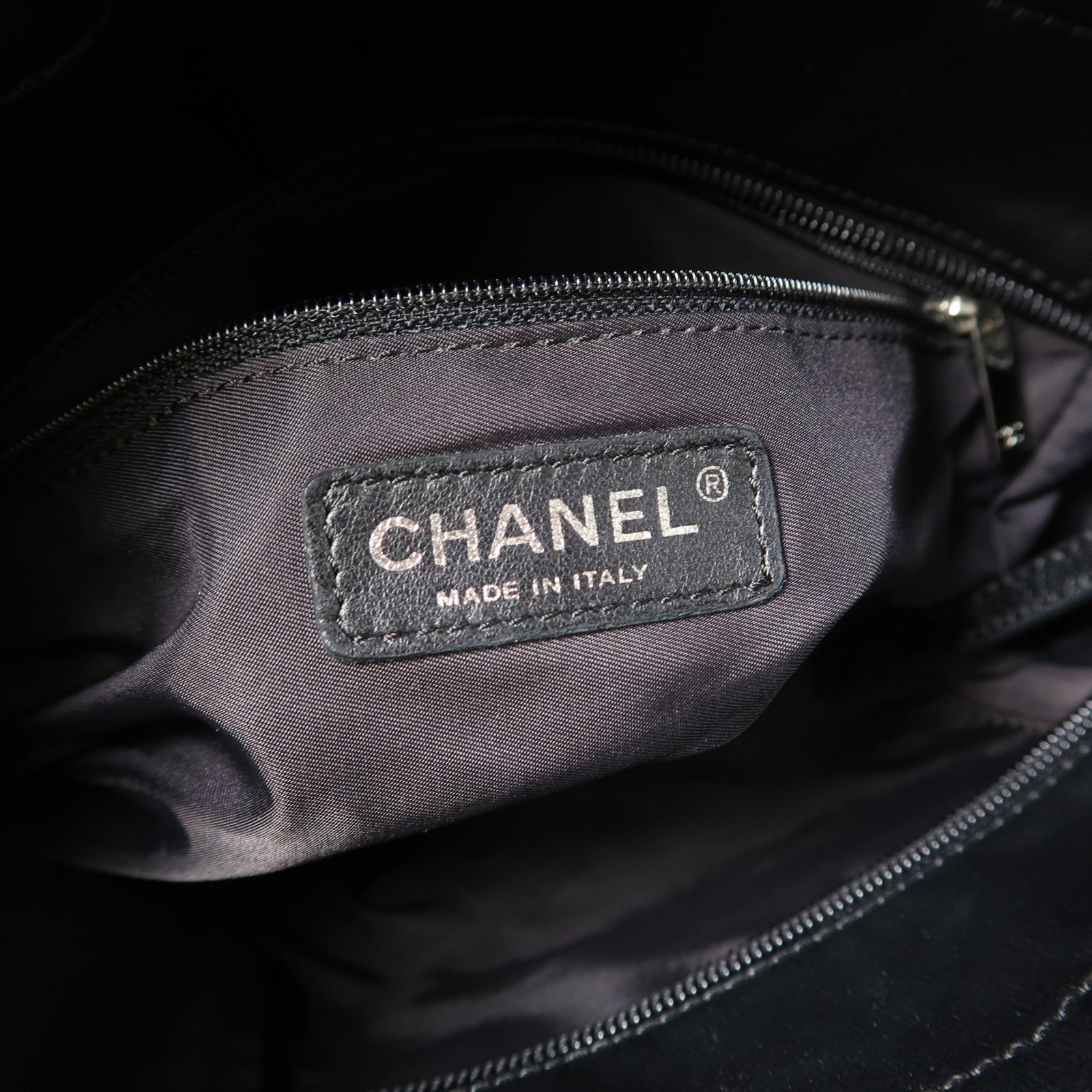 CHANEL 菱格牛皮皮革Handbag銀扣手挽袋黑色