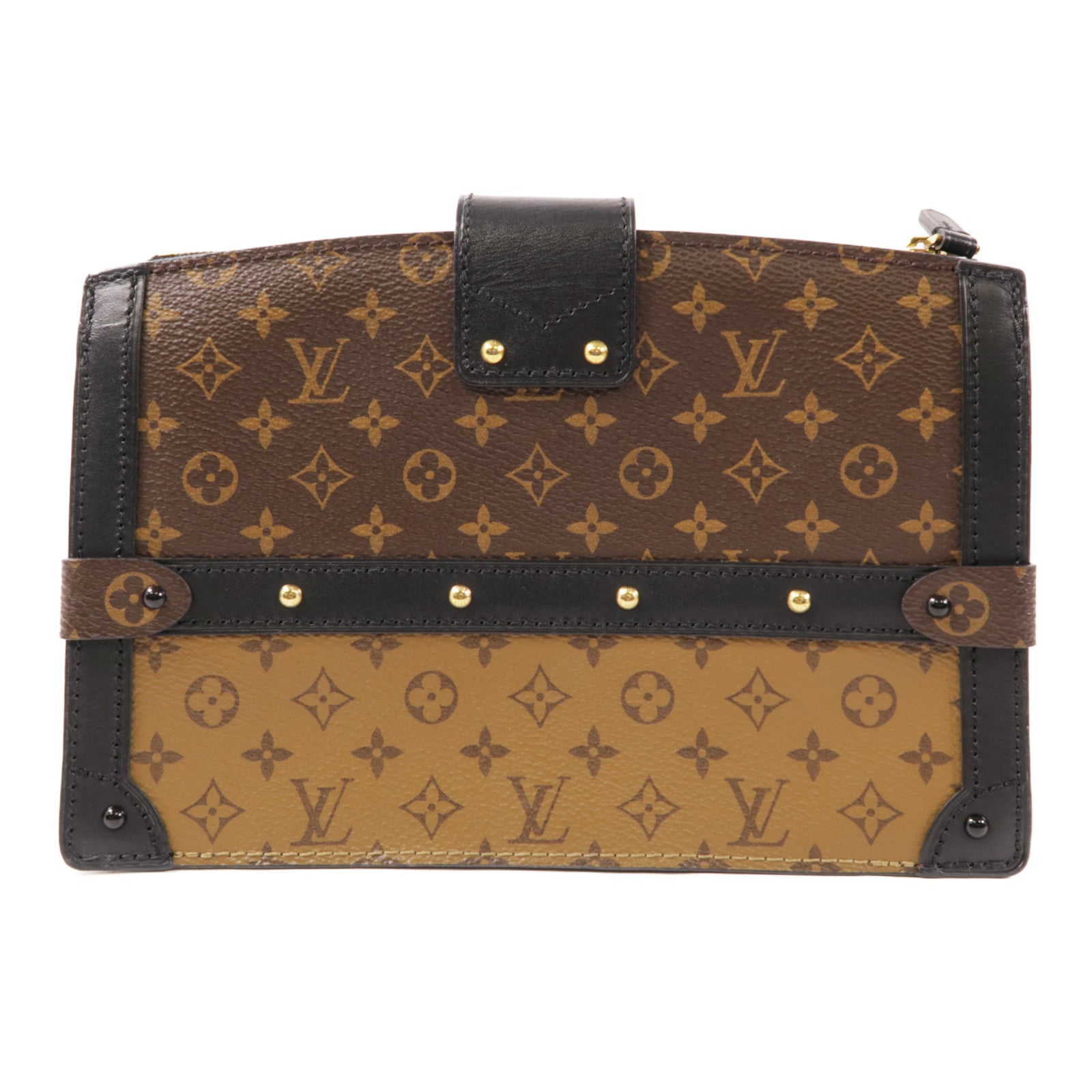 LOUIS VUITTON LV GHW Trunk Clutch Shoulder Bag M43596 Monogram Reverse Brown