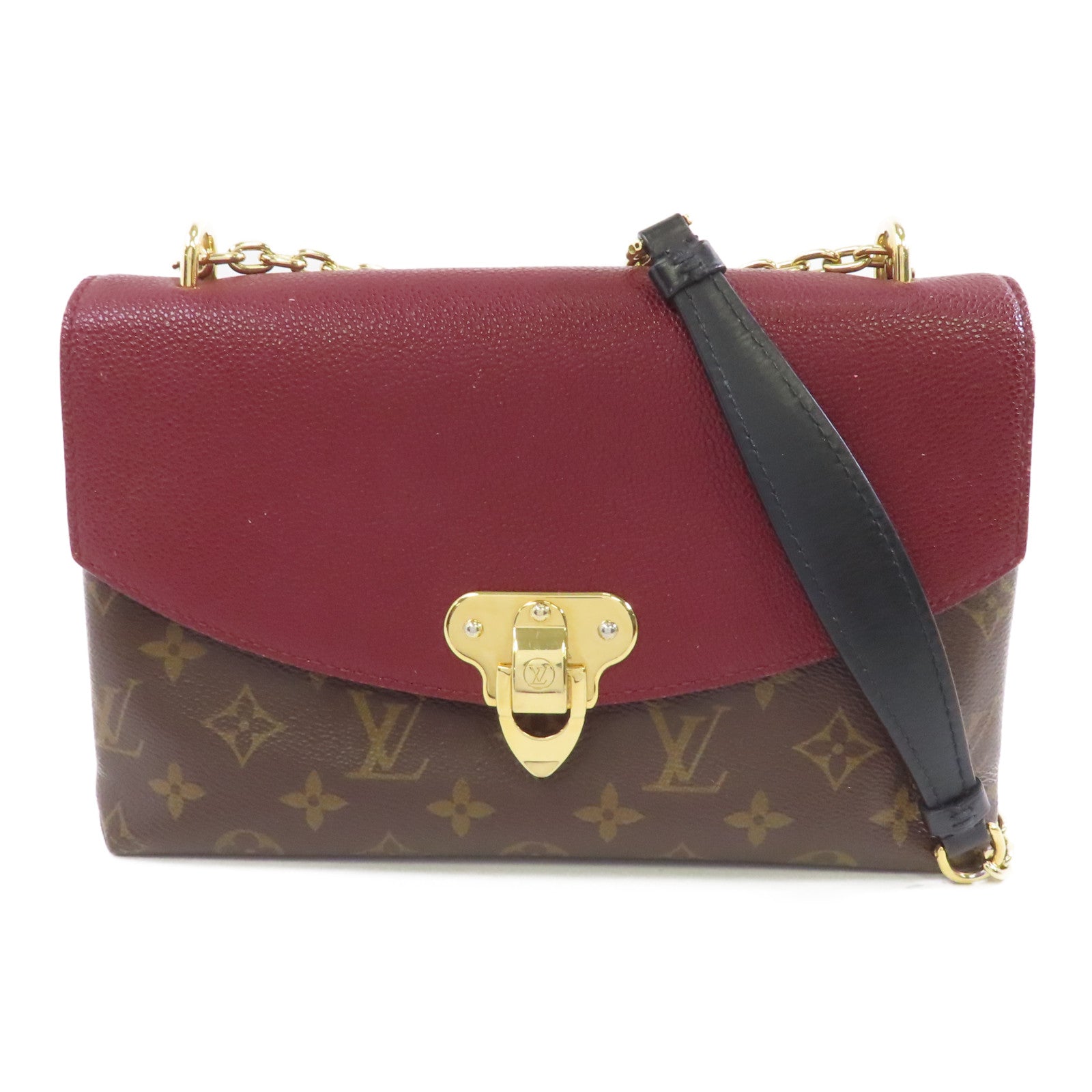 LOUIS VUITTON Monogram Saint Placide金扣鏈帶肩背袋棕色