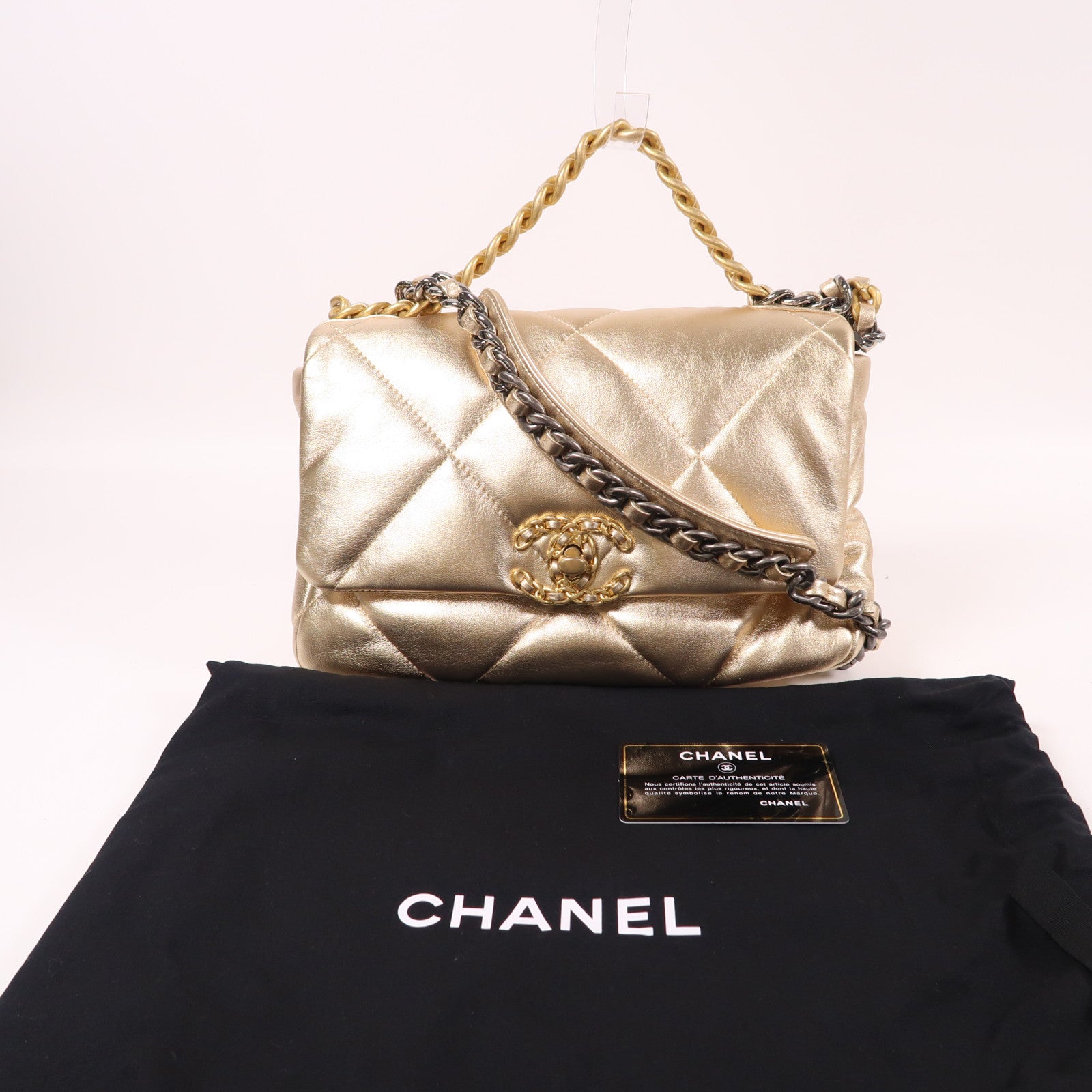 CHANEL 羊皮皮革C19 Small手挽肩背兩用袋