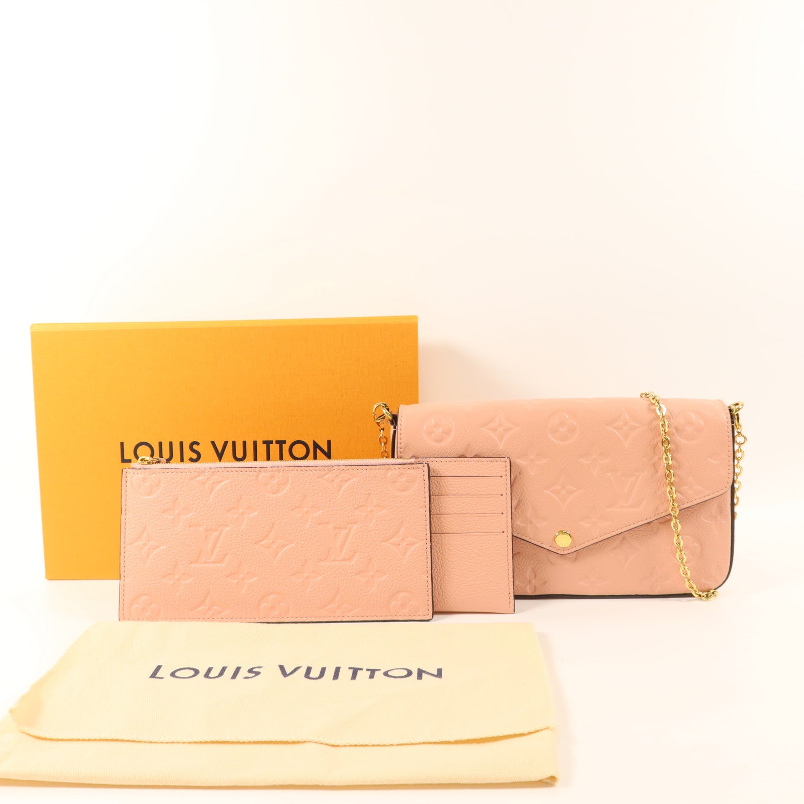 LOUIS VUITTON Monogram Empreinte Felicie Pochette金扣鏈帶肩背袋