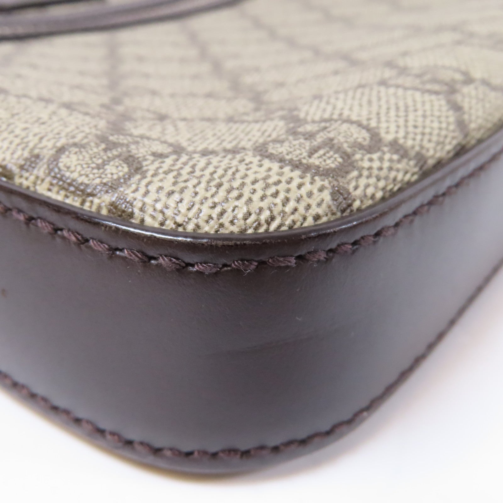 GUCCI 塗層帆布Shoulder Bag銀扣肩背袋啡色