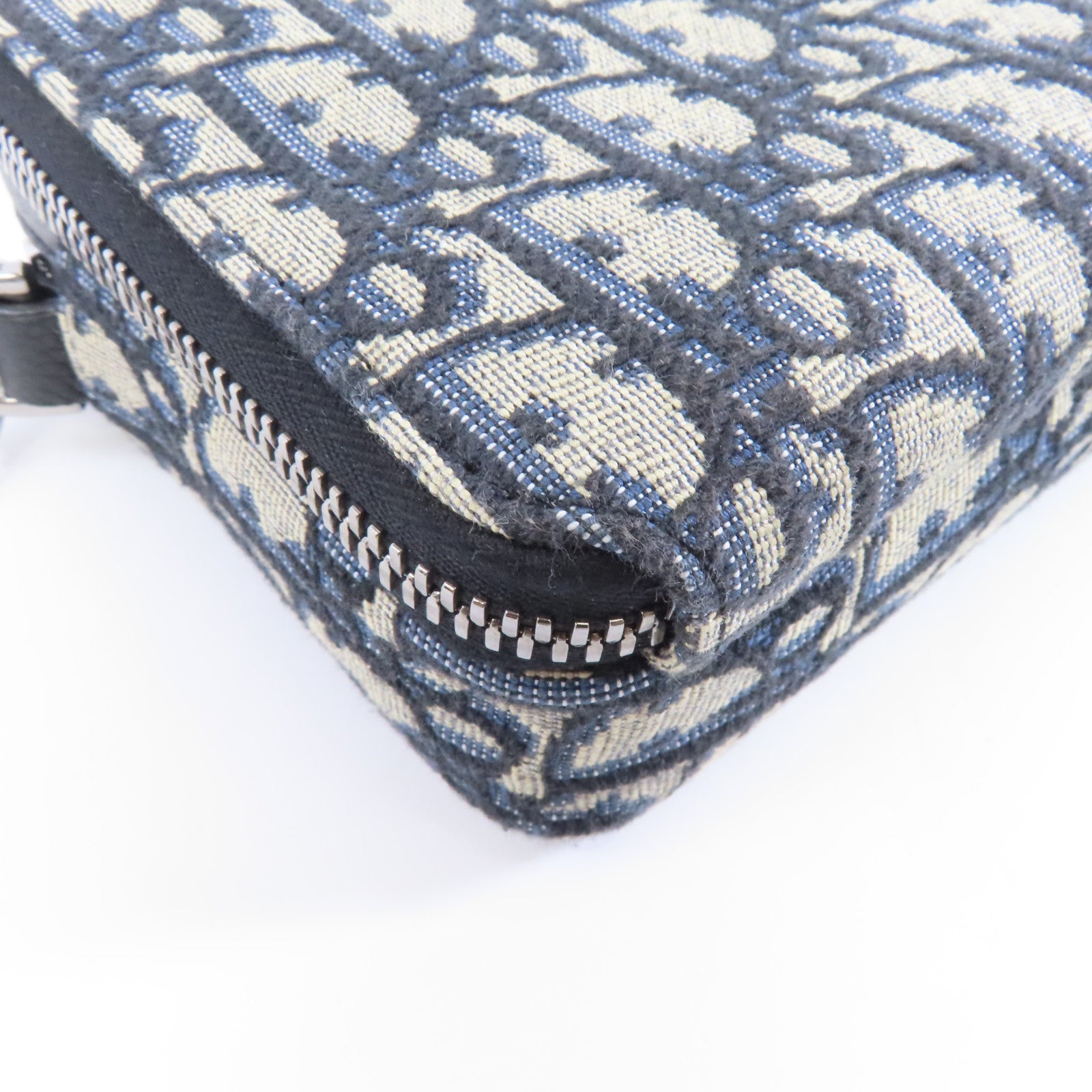 Dior 帆布Zipped Pouch With Strap銀扣肩背袋藍色