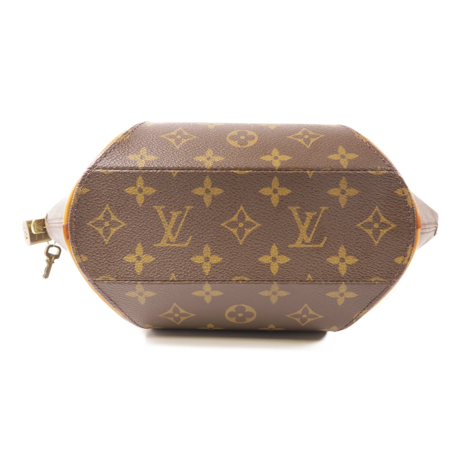 LOUIS VUITTON Monogram Ellipse PM金扣手挽袋棕色