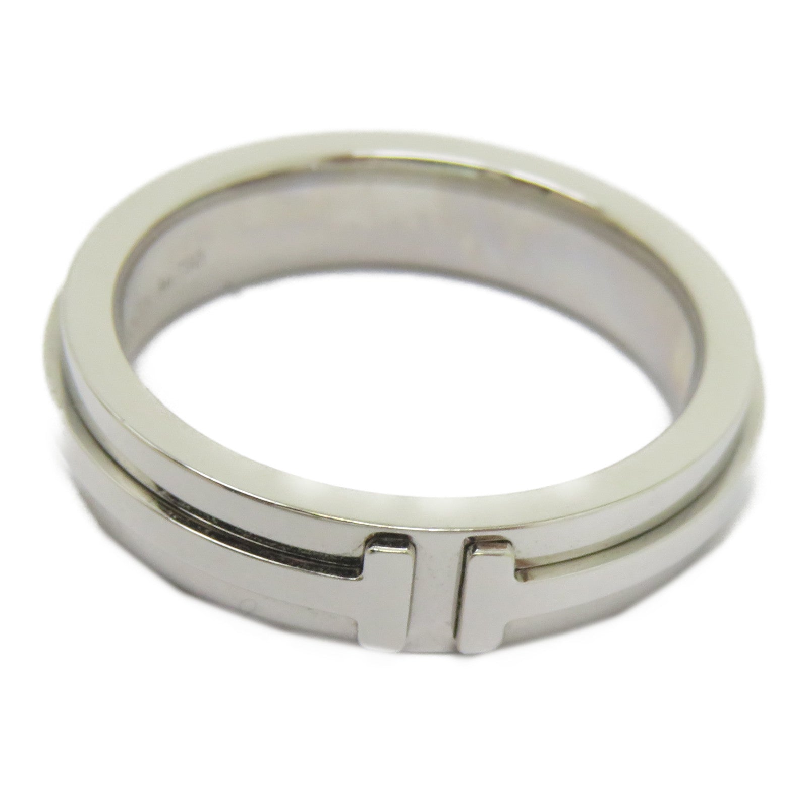 TIFFANY＆CO 18K白金T Two Ring戒指Tiffany#53/US#6.25