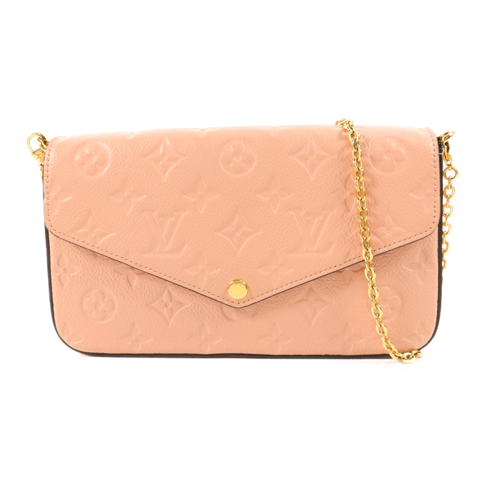 LOUIS VUITTON Monogram Empreinte Felicie Pochette金扣鏈帶肩背袋