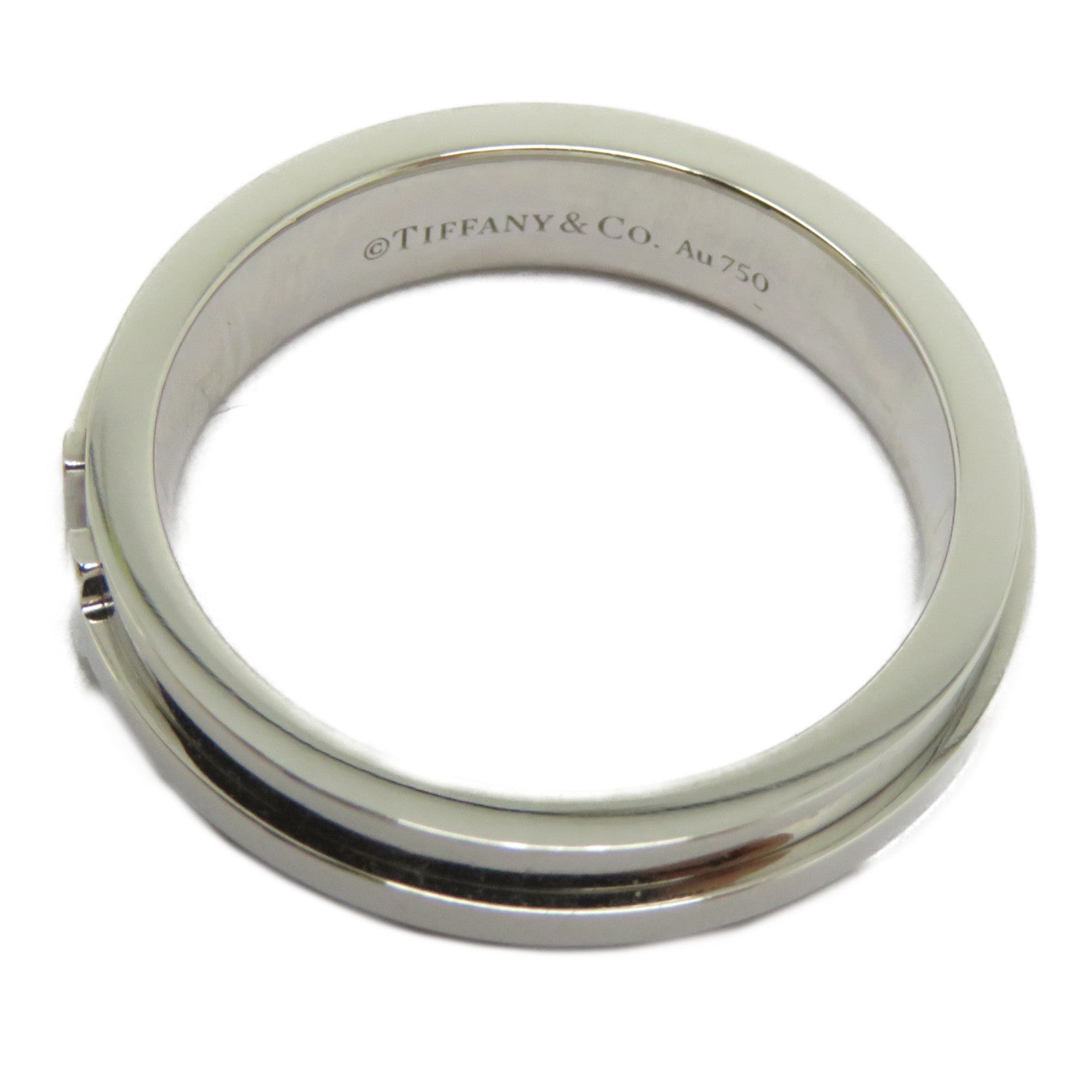 TIFFANY＆CO 18K白金T Two Ring戒指Tiffany#53/US#6.25