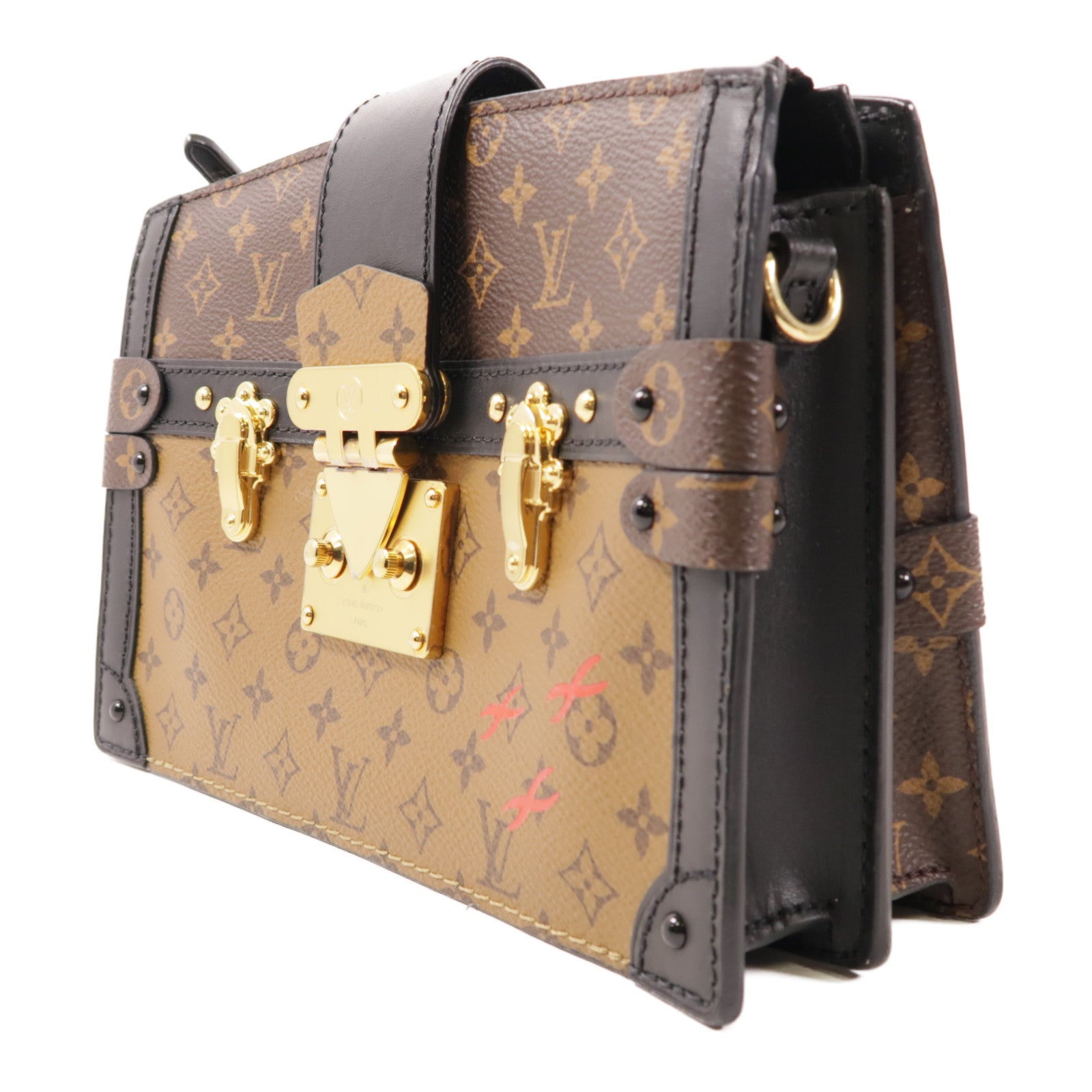 LOUIS VUITTON LV GHW Trunk Clutch Shoulder Bag M43596 Monogram Reverse Brown