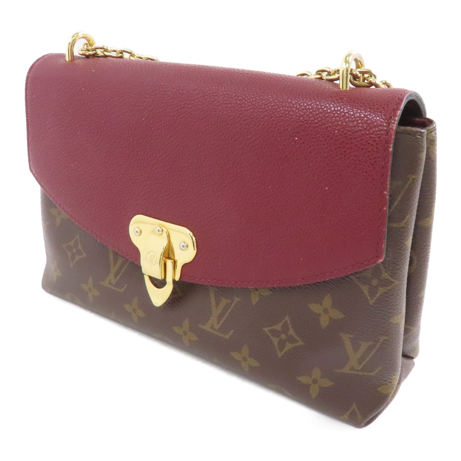 LOUIS VUITTON Monogram Saint Placide金扣鏈帶肩背袋棕色