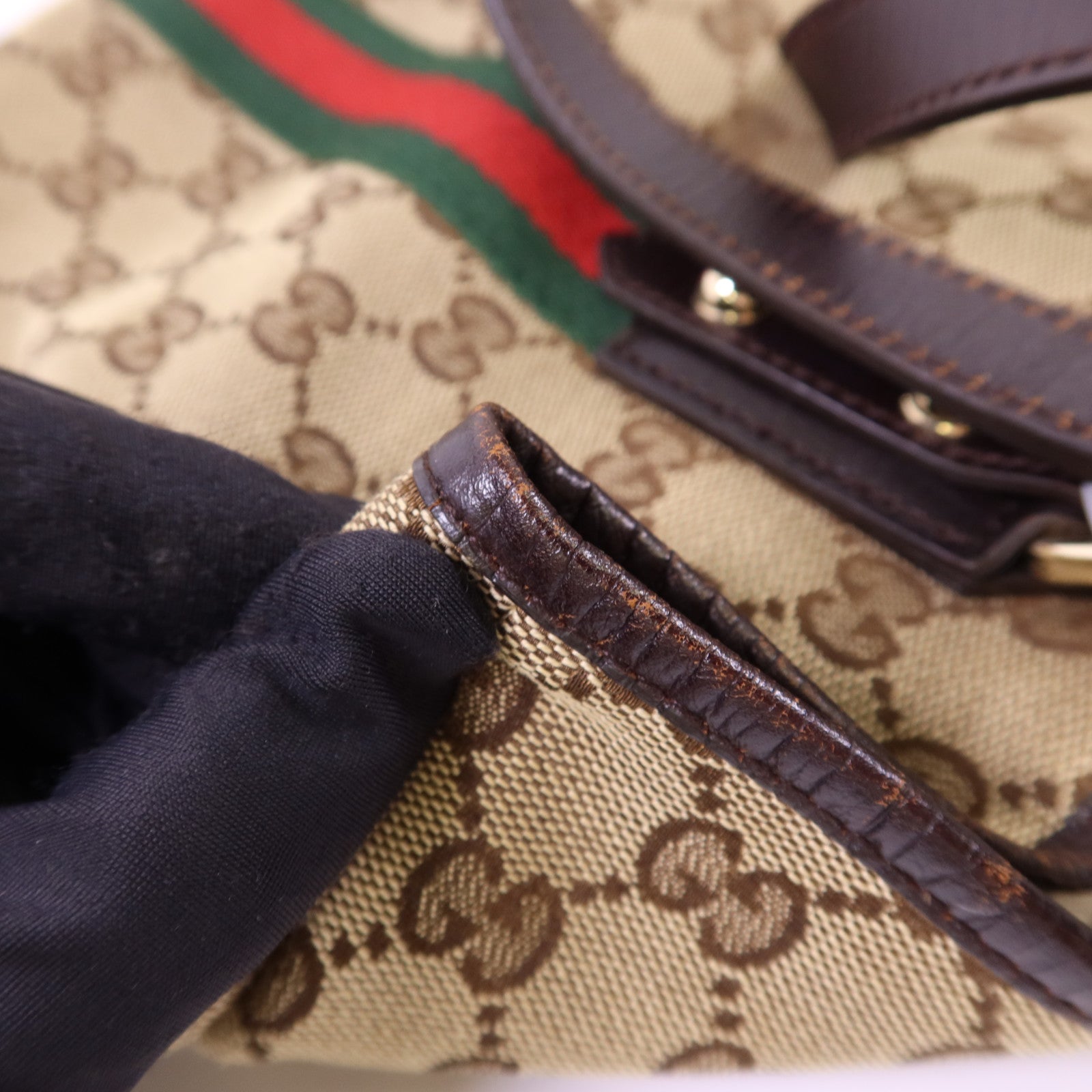 GUCCI 帆布Tote Bag金扣手挽袋