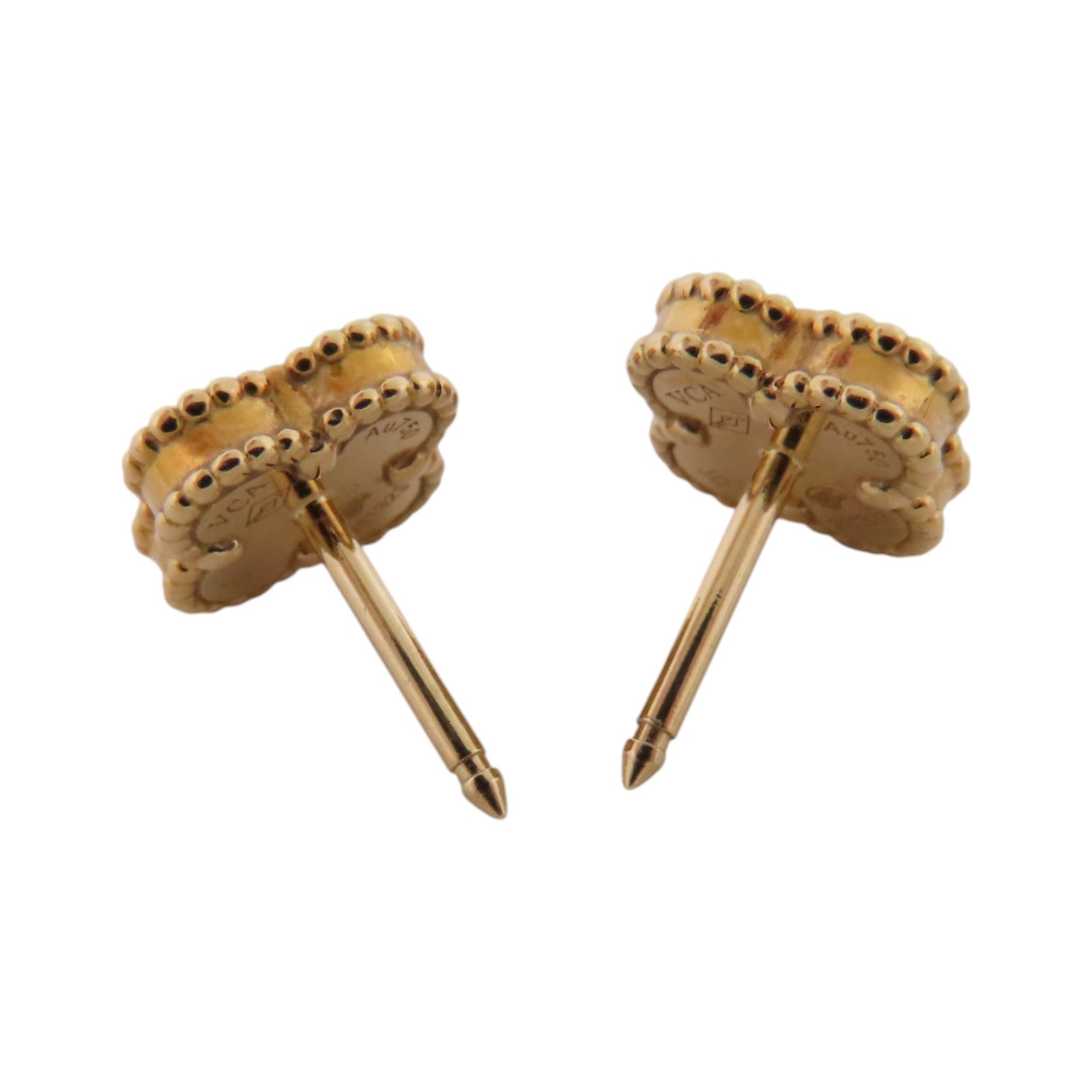 Van Cleef & Arpels 18K玫瑰金Sweet Vintage Alhambra Onyx Earrings金扣縞瑪瑙耳環