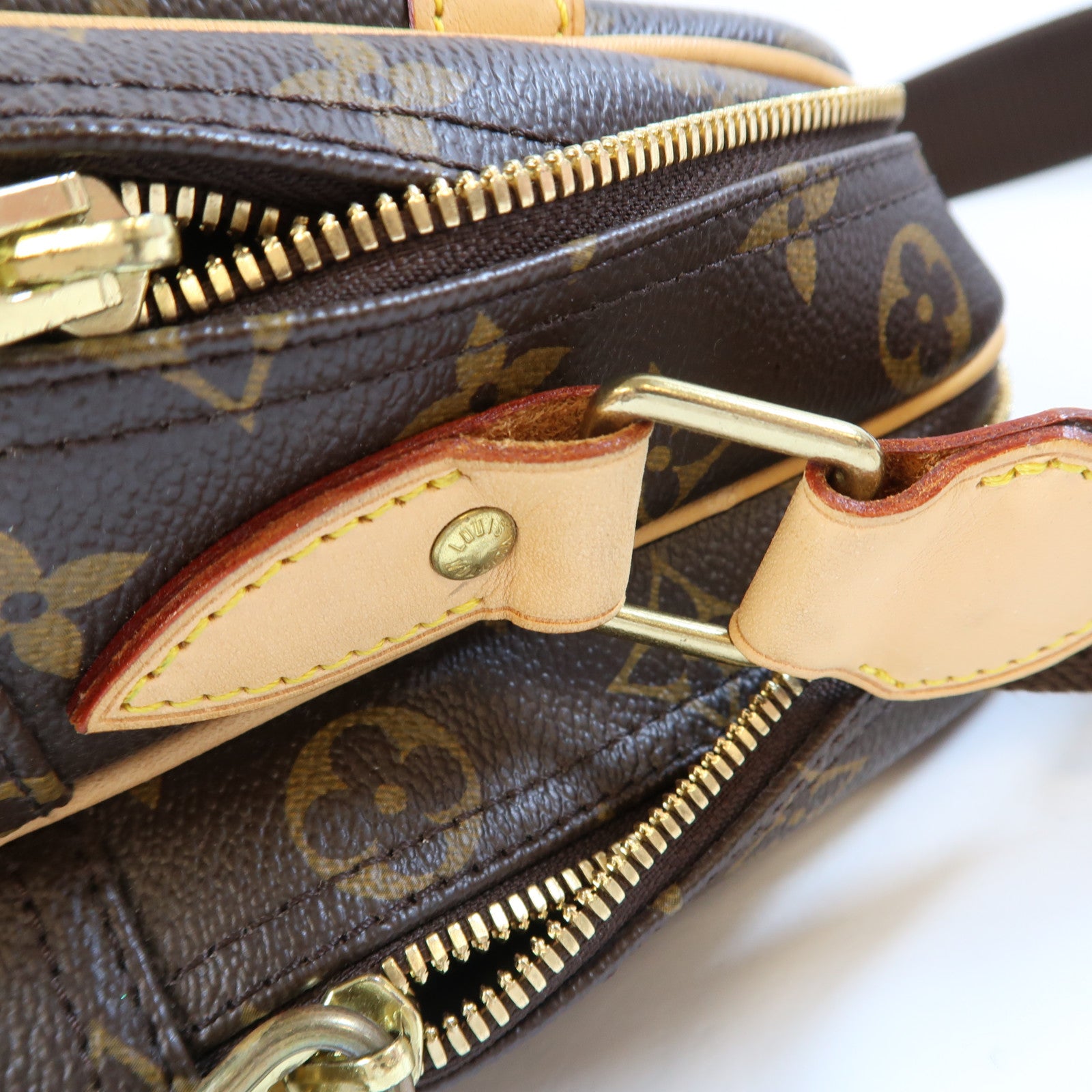 LOUIS VUITTON Monogram Reporter GM金扣肩背袋啡色