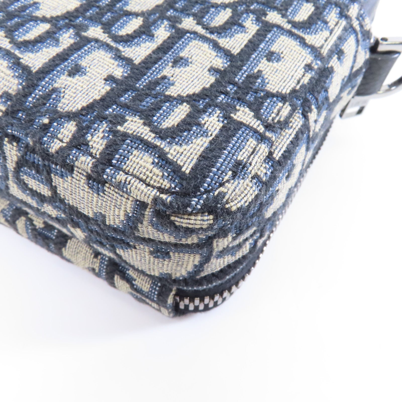 Dior 帆布Zipped Pouch With Strap銀扣肩背袋藍色