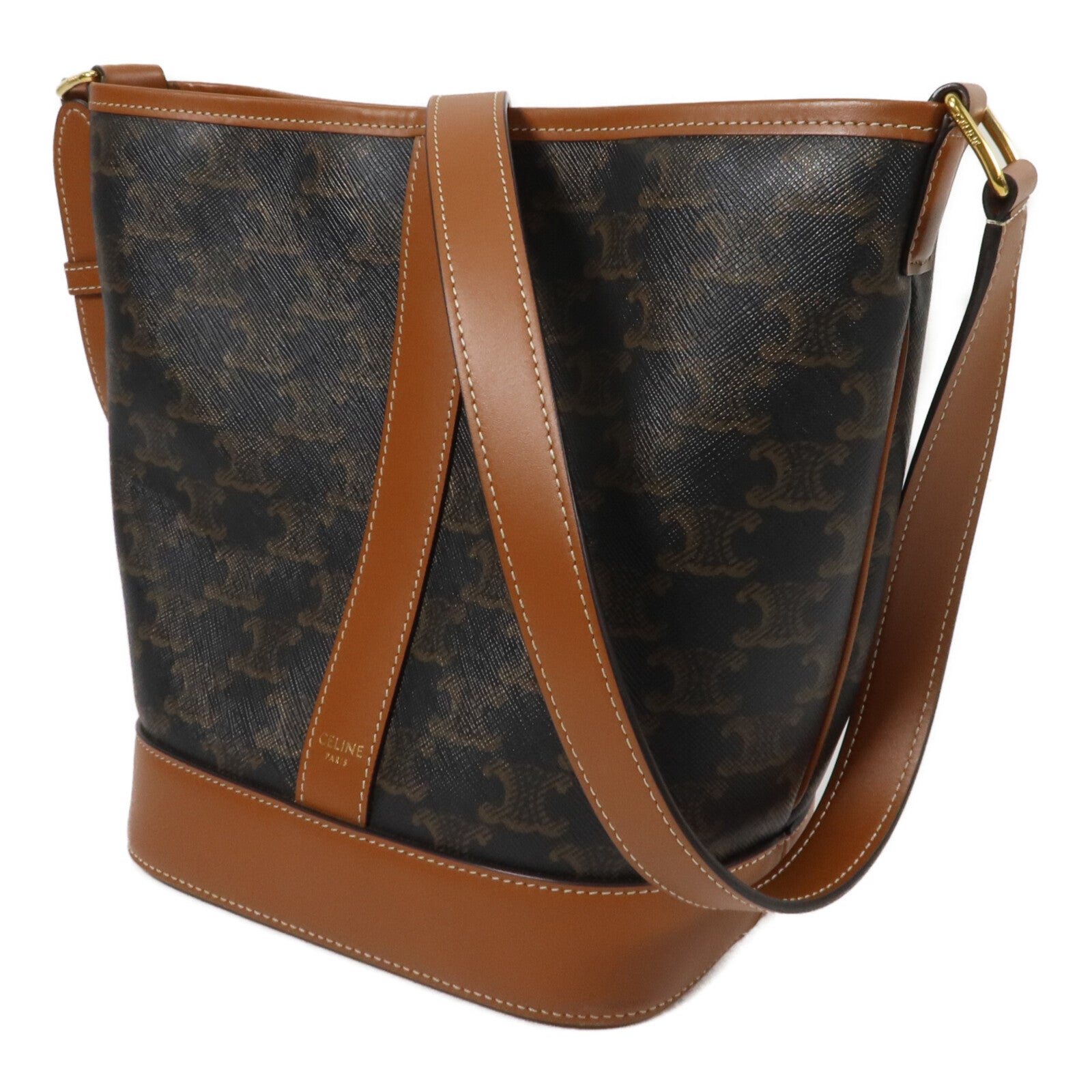 CELINE 塗層帆布Triomphe Small Bucket肩背袋