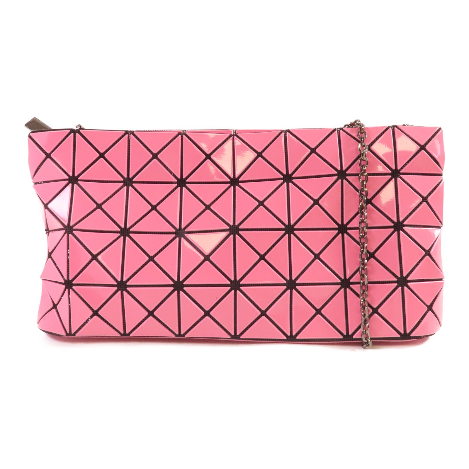 BAO BAO ISSEYMIYAKE PVC Shoulder Bag銀扣鏈帶肩背袋粉紅色