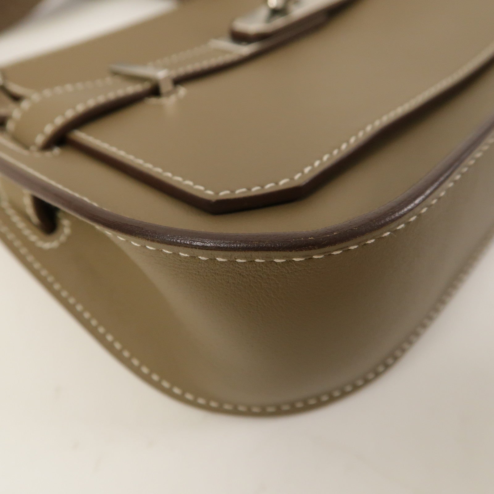 HERMES Swift皮革Mini Jypsiere銀扣肩背袋大象灰色
