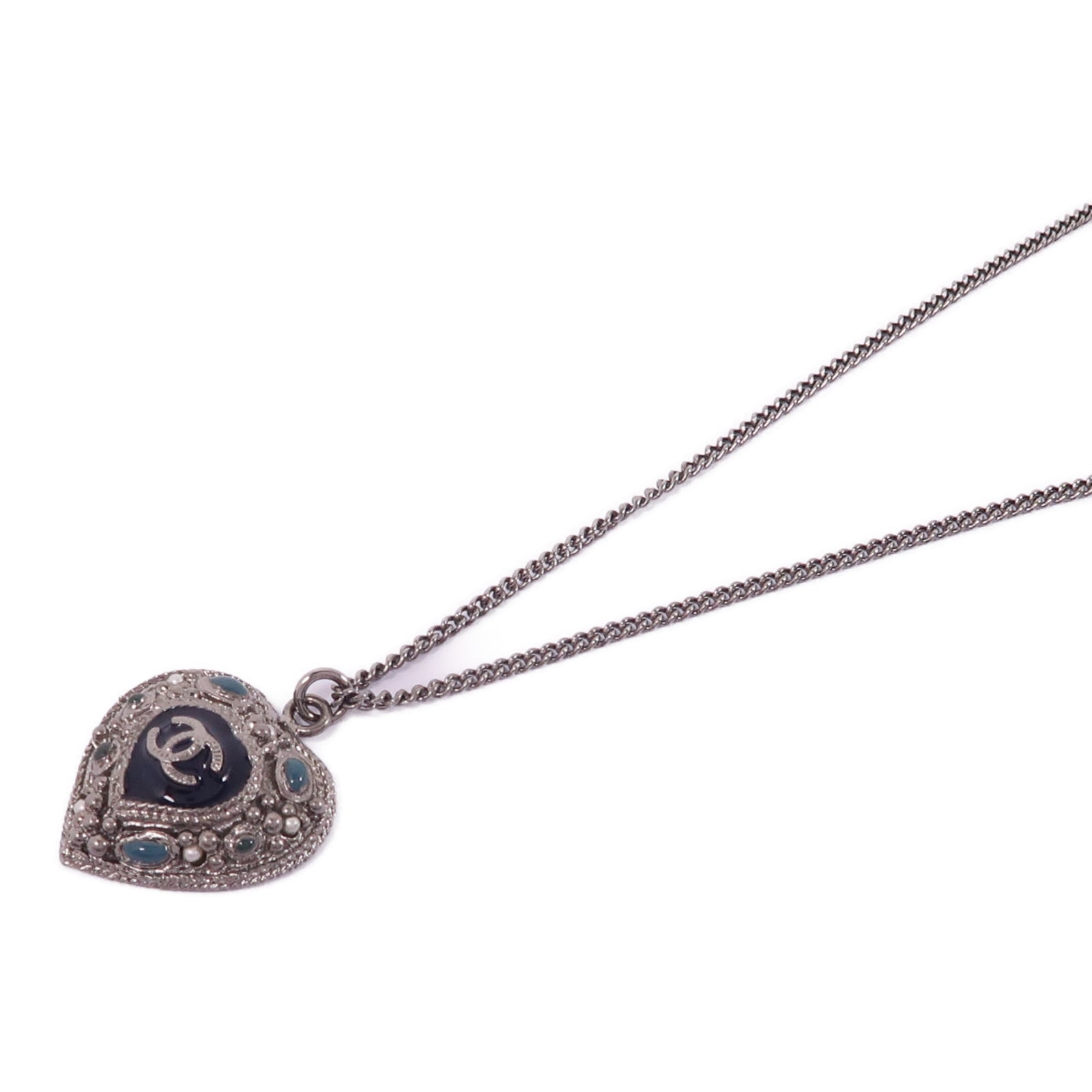 CHANEL 金屬Necklace項鍊銀色/黑色