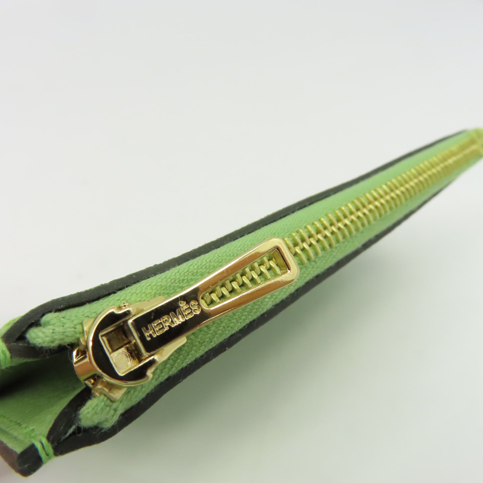 HERMES **【激減優惠】Evercolor皮革Roulis Slim金扣錢包綠色