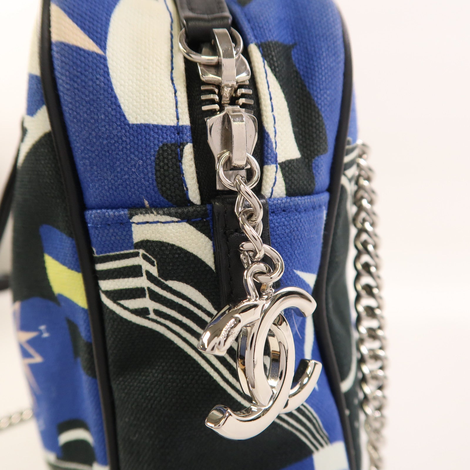 CHANEL 【激減優惠】帆布Chain Shoulder銀扣鏈帶肩背袋
