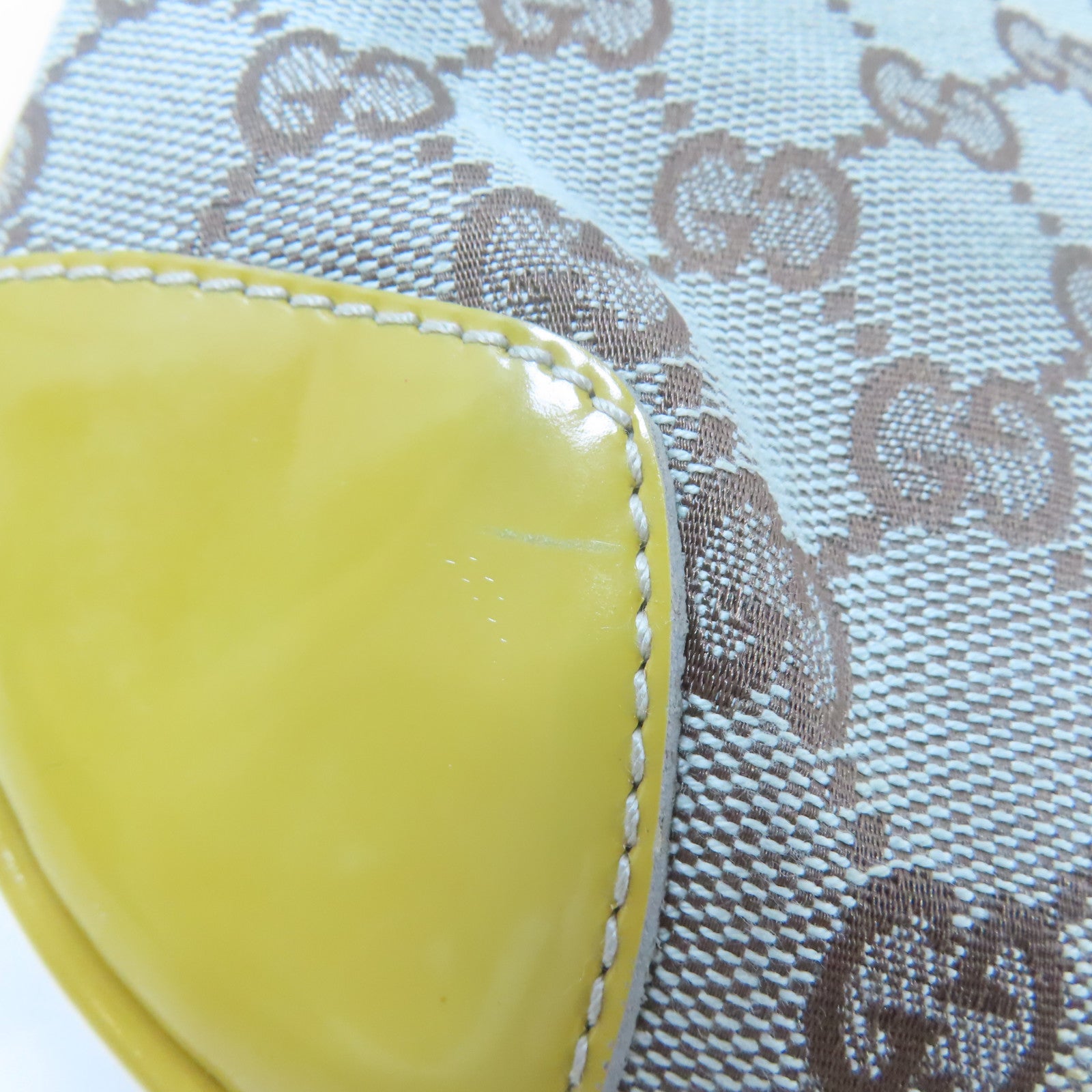 GUCCI 帆布Handbag金扣手挽袋啡色/黃色