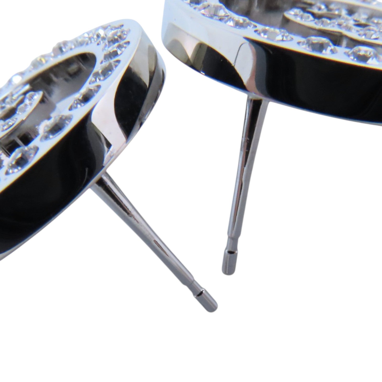 CHANEL 金屬/水鑽Earrings銀扣耳環