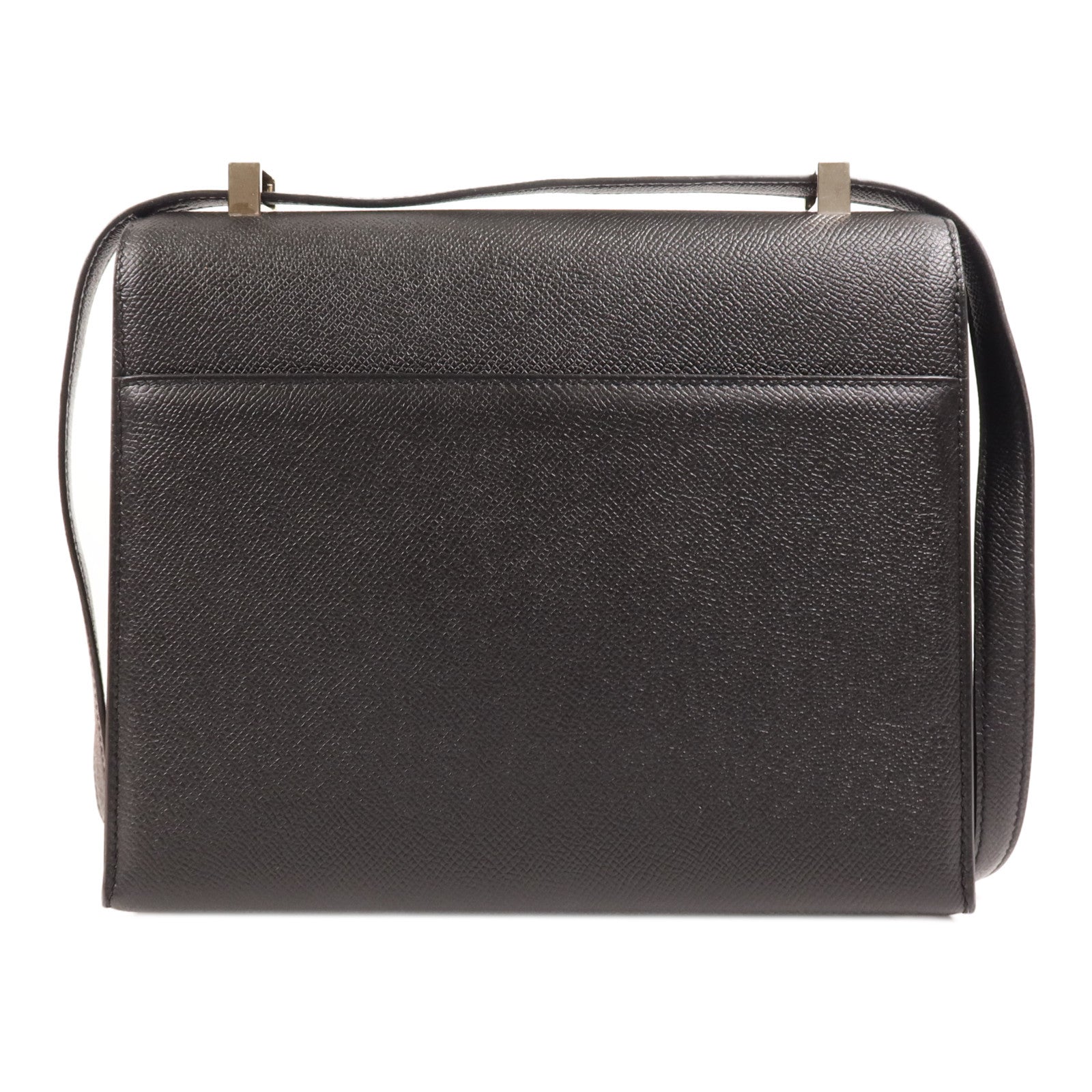 HERMES Epsom皮革Verrou 23銀扣肩背袋Noir