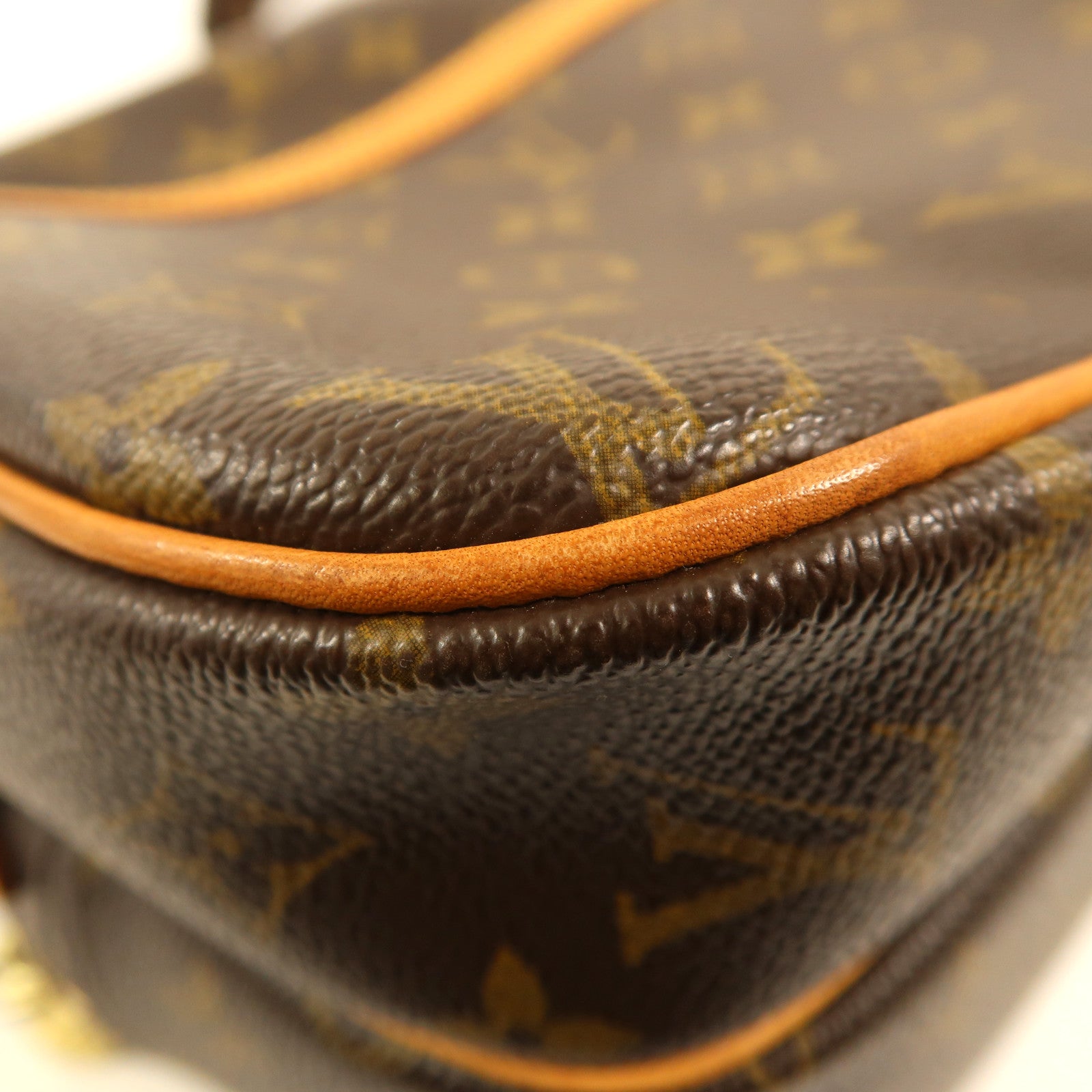 LOUIS VUITTON Monogram Reporter PM金扣肩背袋棕色