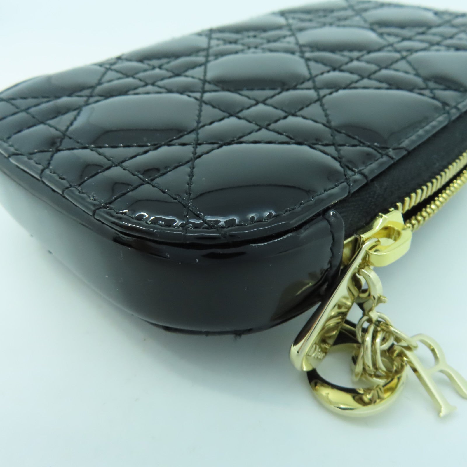 Dior 【清倉大減價】漆皮皮革Phone Holder金扣鏈帶肩背袋黑色