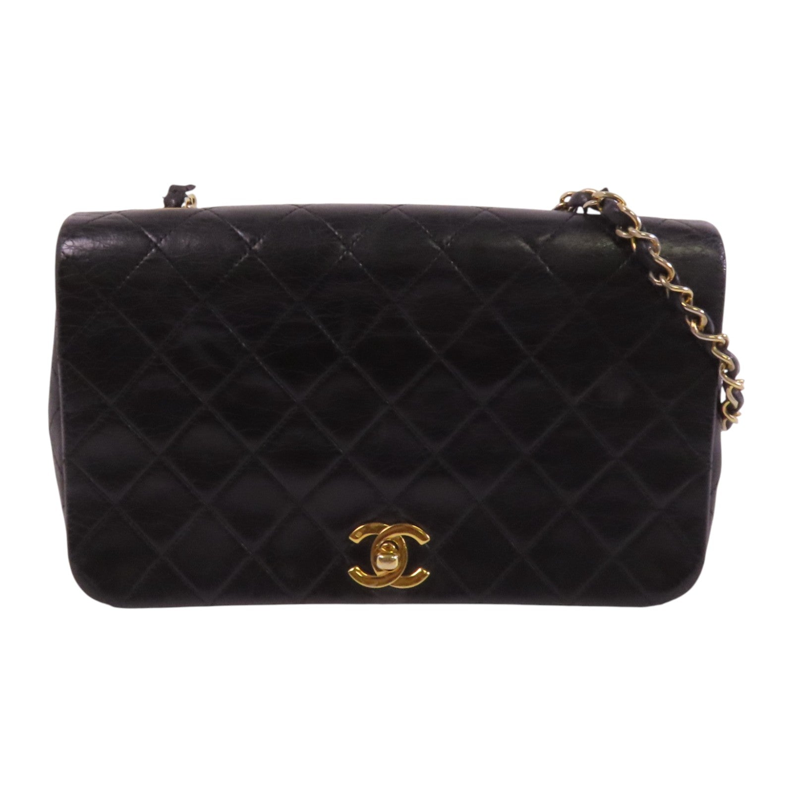 CHANEL 羊皮皮革Vintage Chain Shoulder金扣鏈帶肩背袋