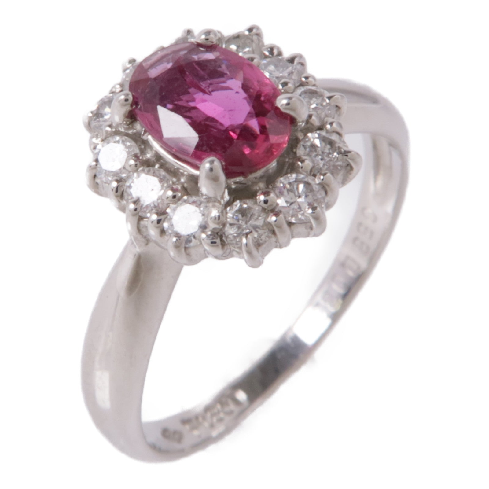 JEWELRY PT850鉑金Ruby/Diamond Ring紅寶石/鑽石戒指US#5.75