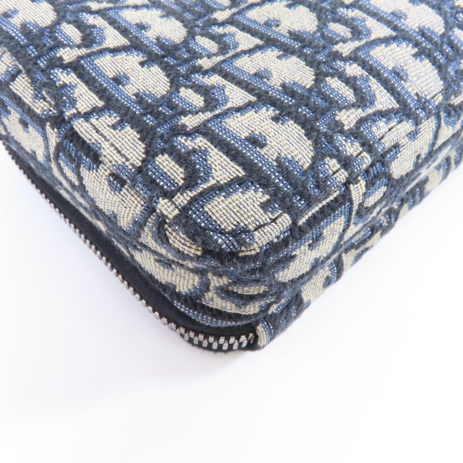 Dior 帆布Zipped Pouch With Strap銀扣肩背袋藍色