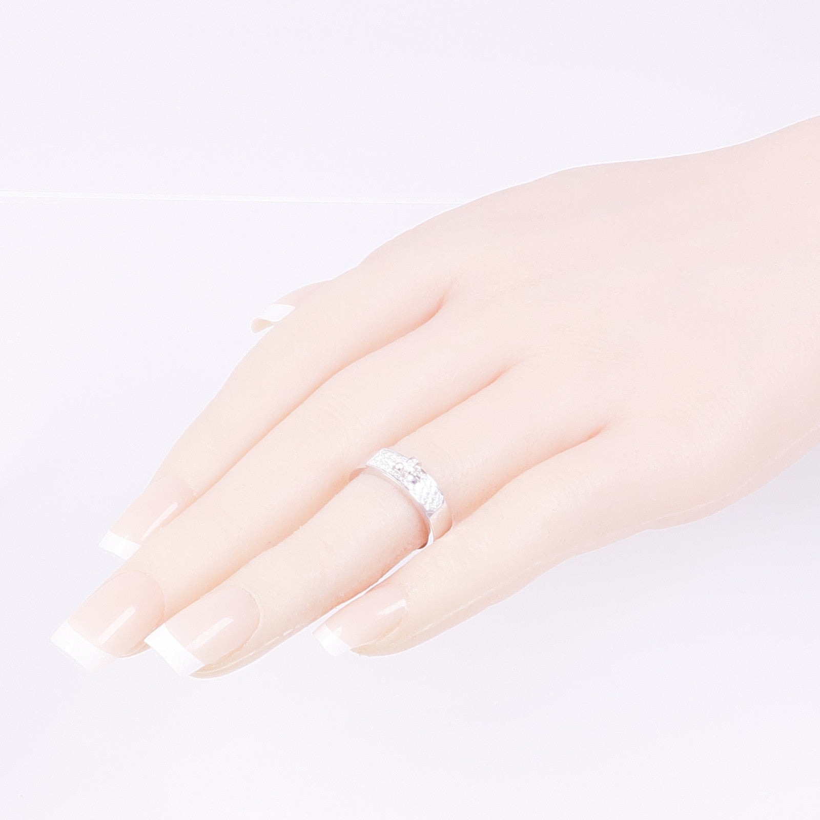 HERMES 18K白金Bague Kelly Ring鑽石戒指Hermes#49/US#4.75