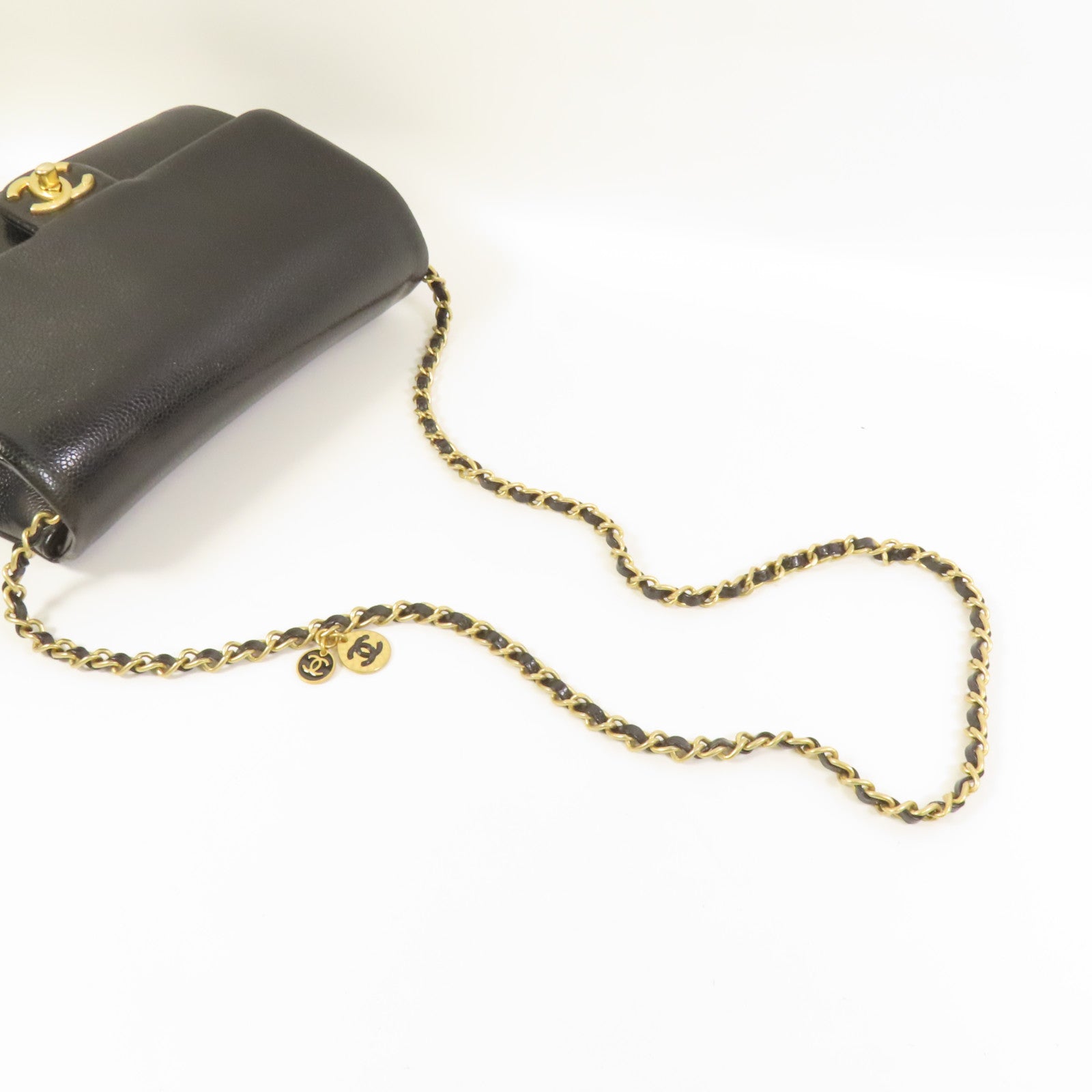 CHANEL 牛皮皮革Chain Shoulder金扣肩背袋