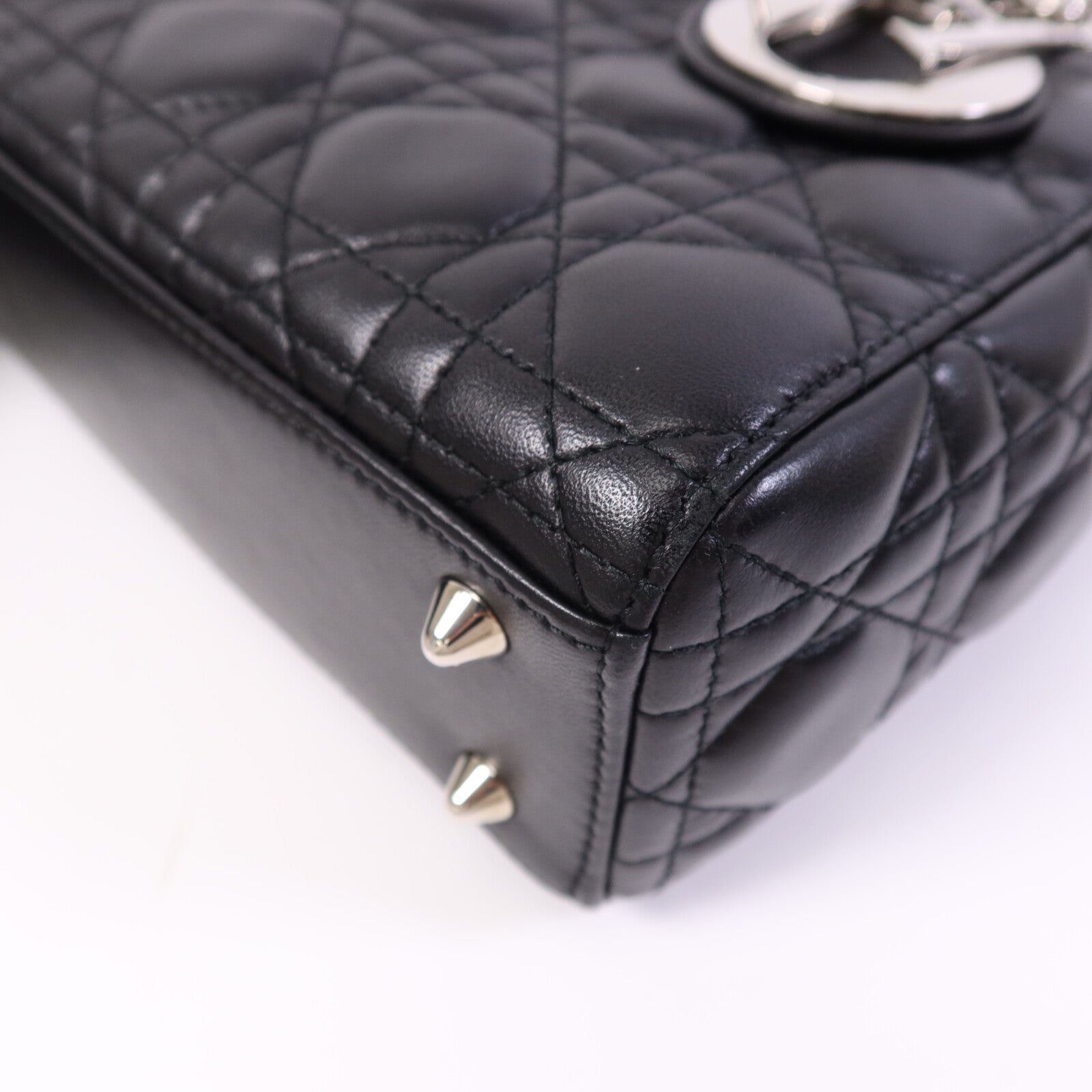 Dior 羊皮皮革Lady Dior銀扣手挽肩背兩用袋