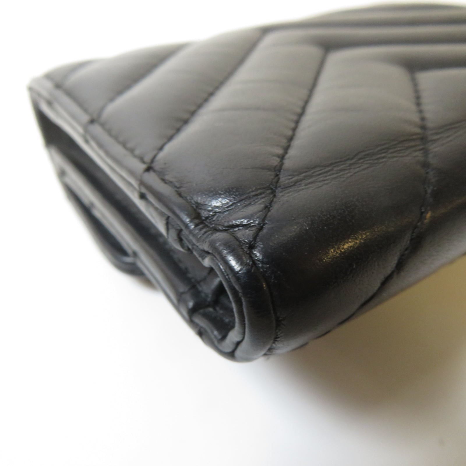 CHANEL 【激減優惠】斜紋牛皮皮革2.55 Trifold Wallet黑扣錢包黑色
