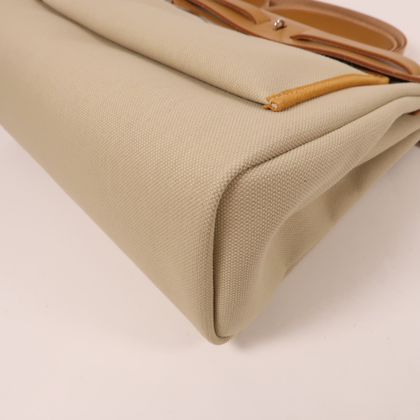HERMES 帆布/皮革Herbag PM銀扣手挽肩背兩用袋Beton