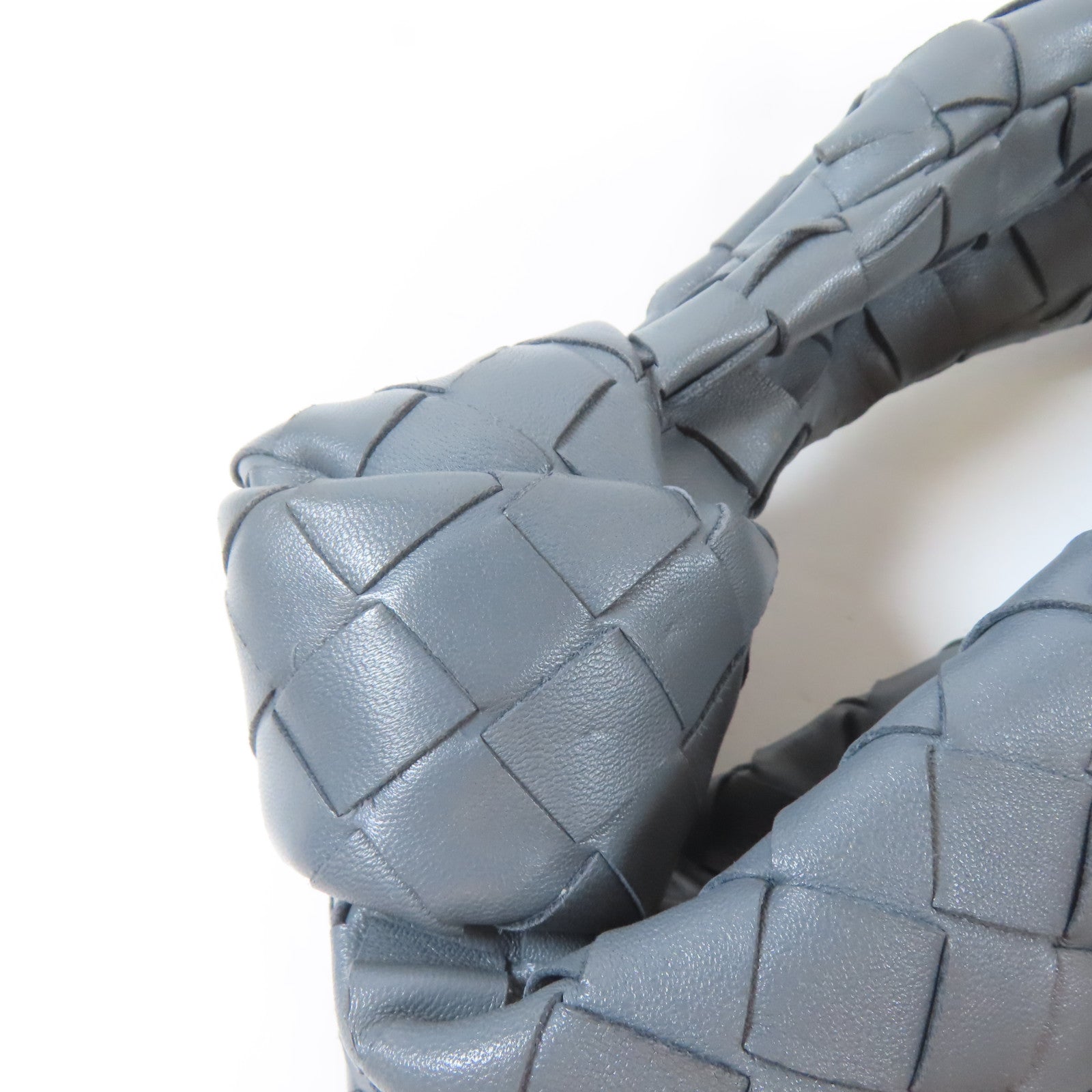 BOTTEGA VENETA 織紋牛皮皮革Mini Jodie Hand Bag金扣手挽袋灰色