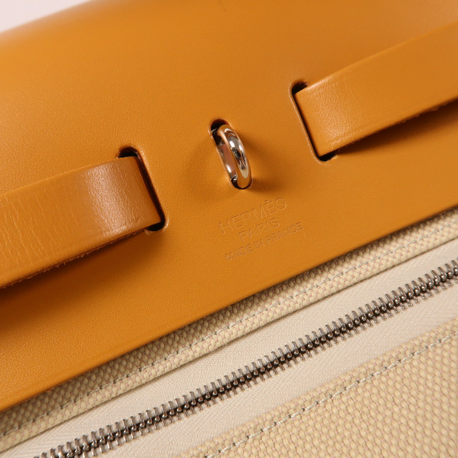HERMES 帆布/皮革Herbag PM銀扣手挽肩背兩用袋Beton