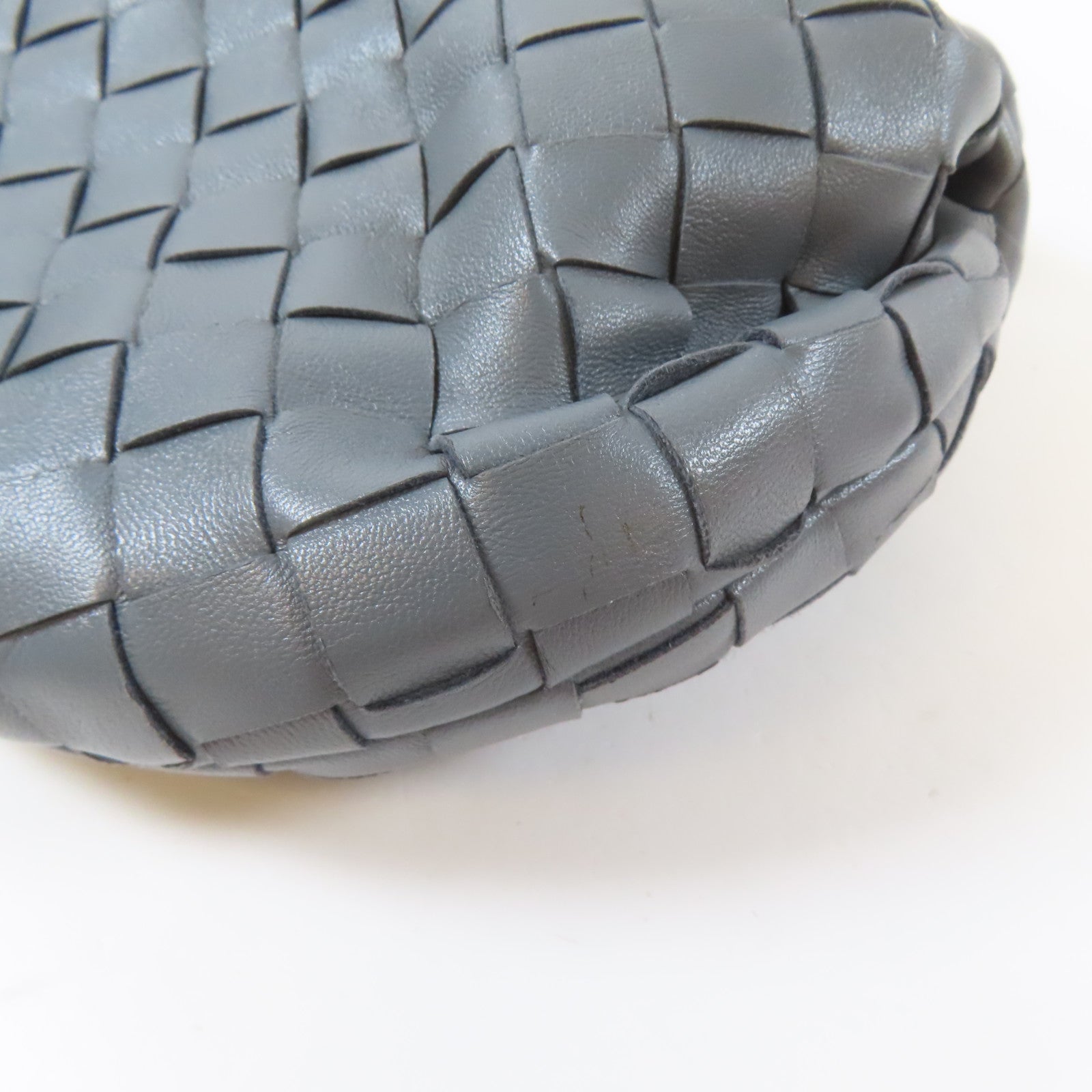 BOTTEGA VENETA 織紋牛皮皮革Mini Jodie Hand Bag金扣手挽袋灰色