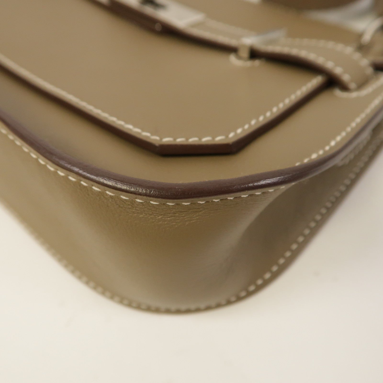 HERMES Swift皮革Mini Jypsiere銀扣肩背袋大象灰色