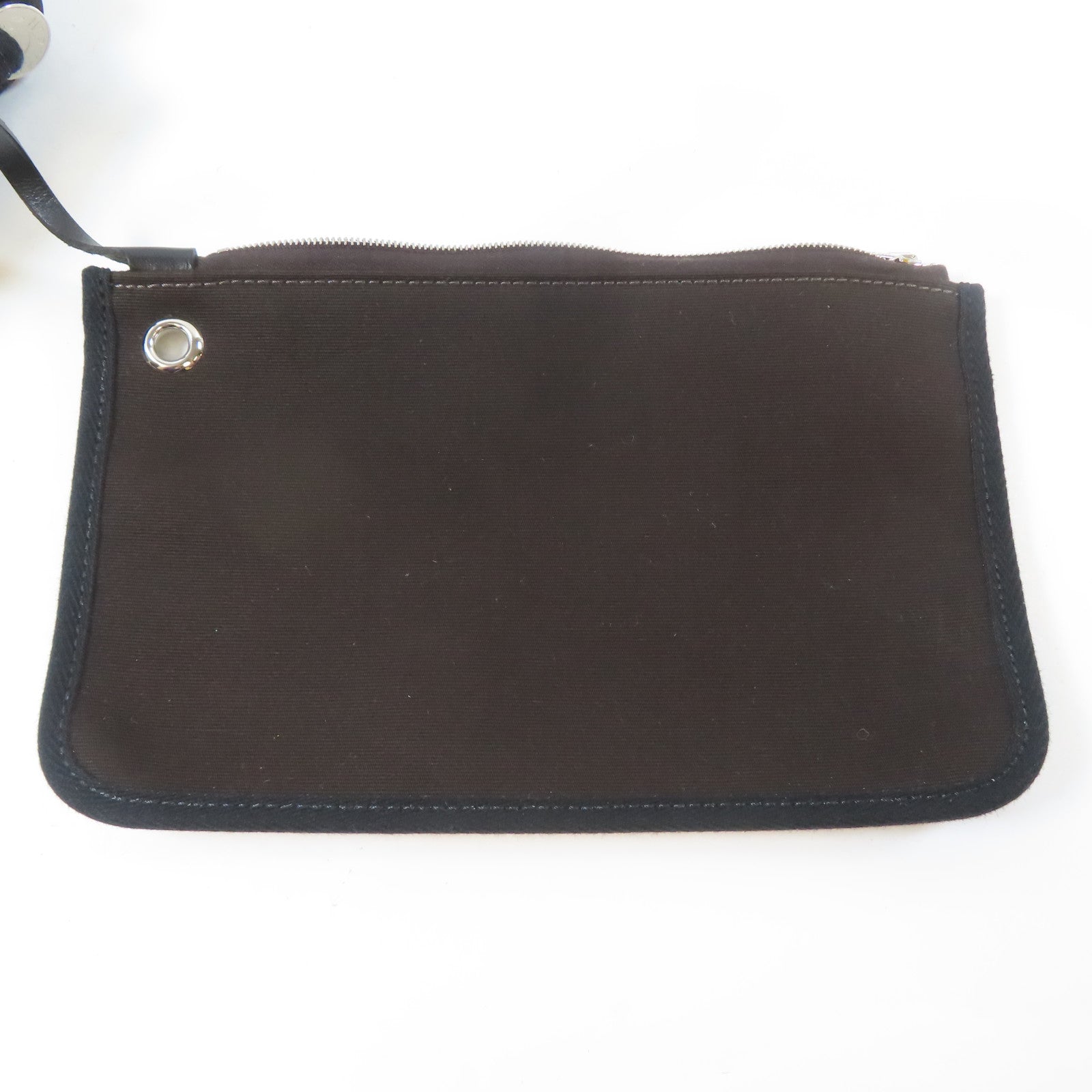 HERMES 帆布/Chevre皮革Herbag PM銀扣手挽肩背兩用袋Bruna/啡色