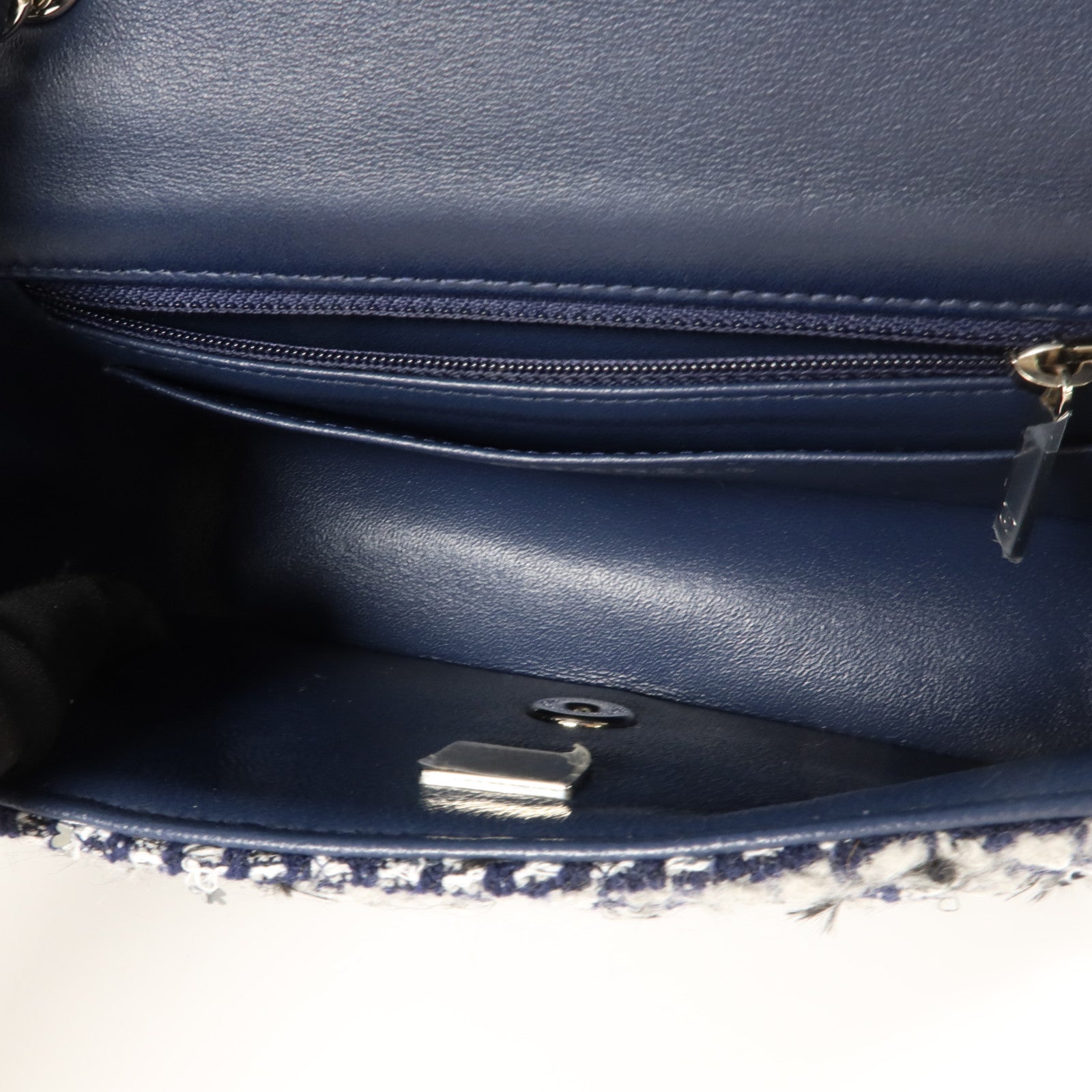 CHANEL 斜紋軟呢/亮片Mini Classic 20鏈帶肩背袋